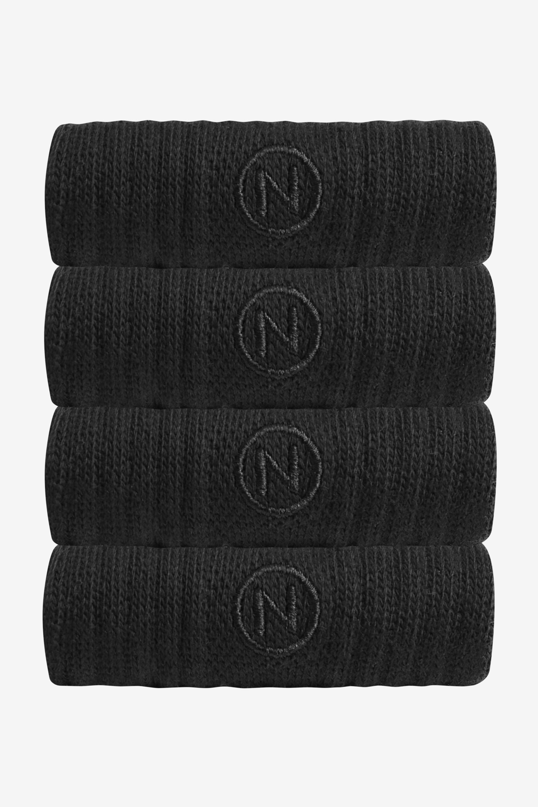 Black 4 Pack Cushioned Sole Sports Socks