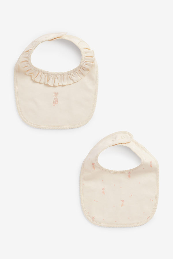 Cream Ballet Baby Bibs 2 Pack