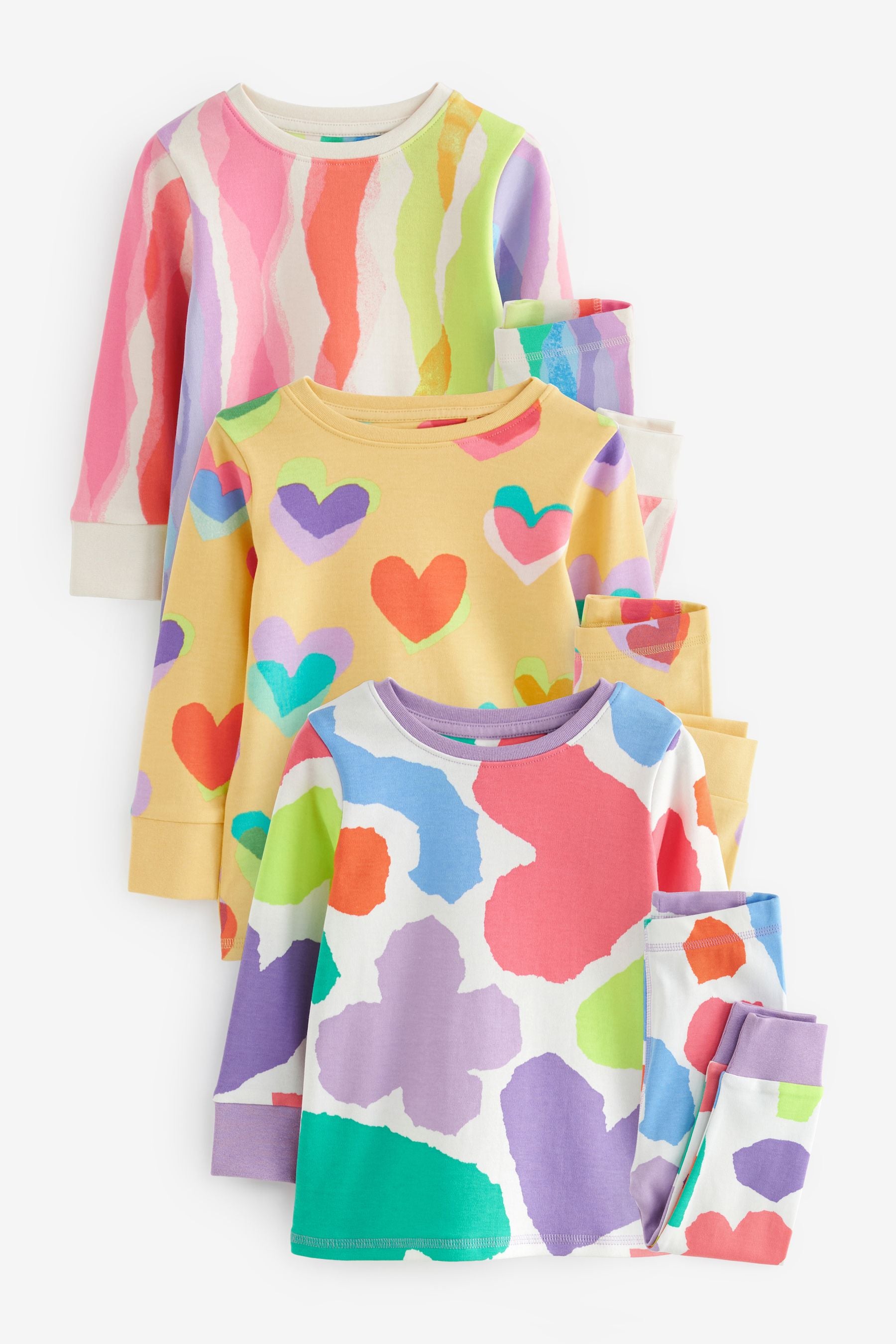 Rainbow 3 Pack Printed Long Sleeve Pyjamas (9mths-10yrs)