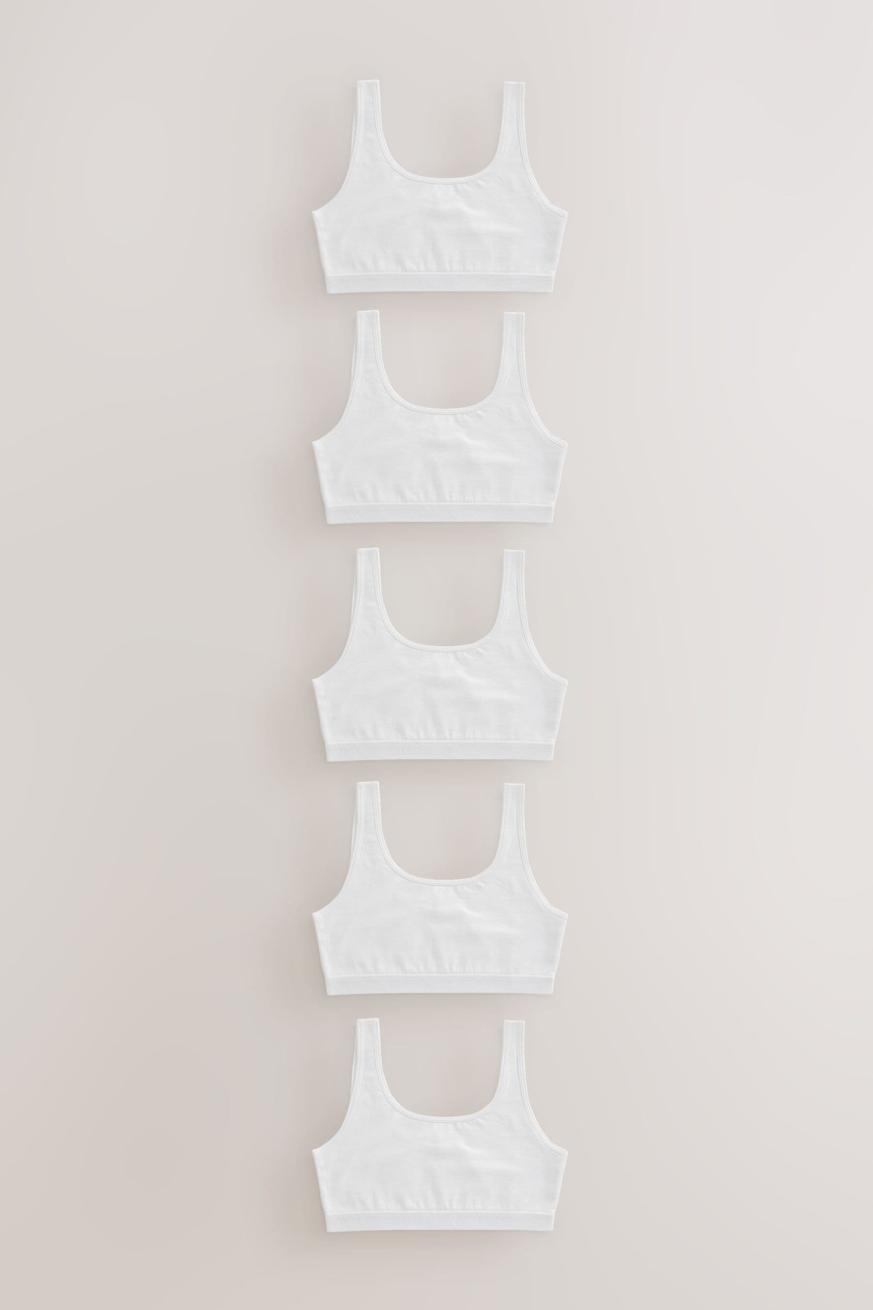 White Scoop Crop Tops 5 Pack (5-16yrs)