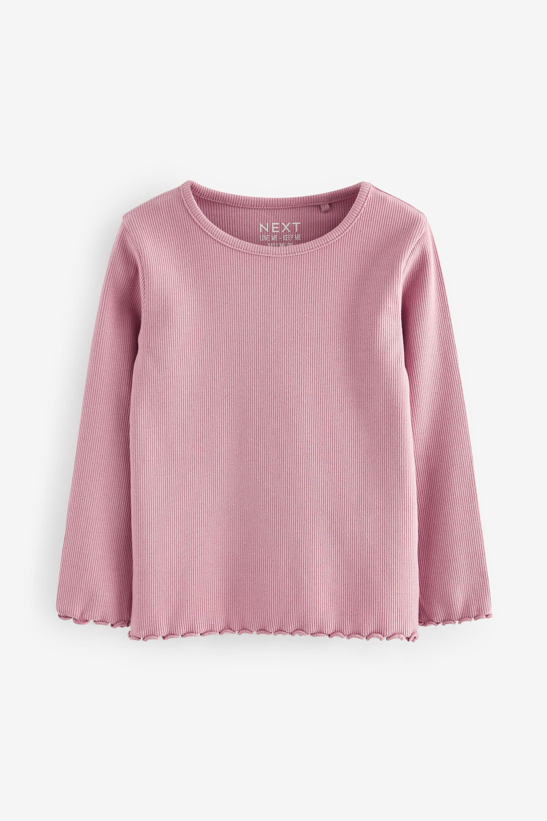 Pink Ribbed Long Sleeve Tops 5 Pack (3mths-7yrs)