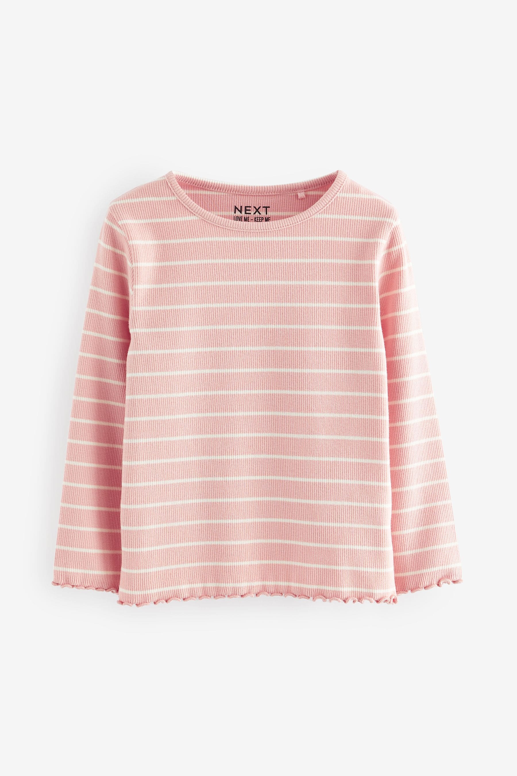 Pink Ribbed Long Sleeve Tops 5 Pack (3mths-7yrs)