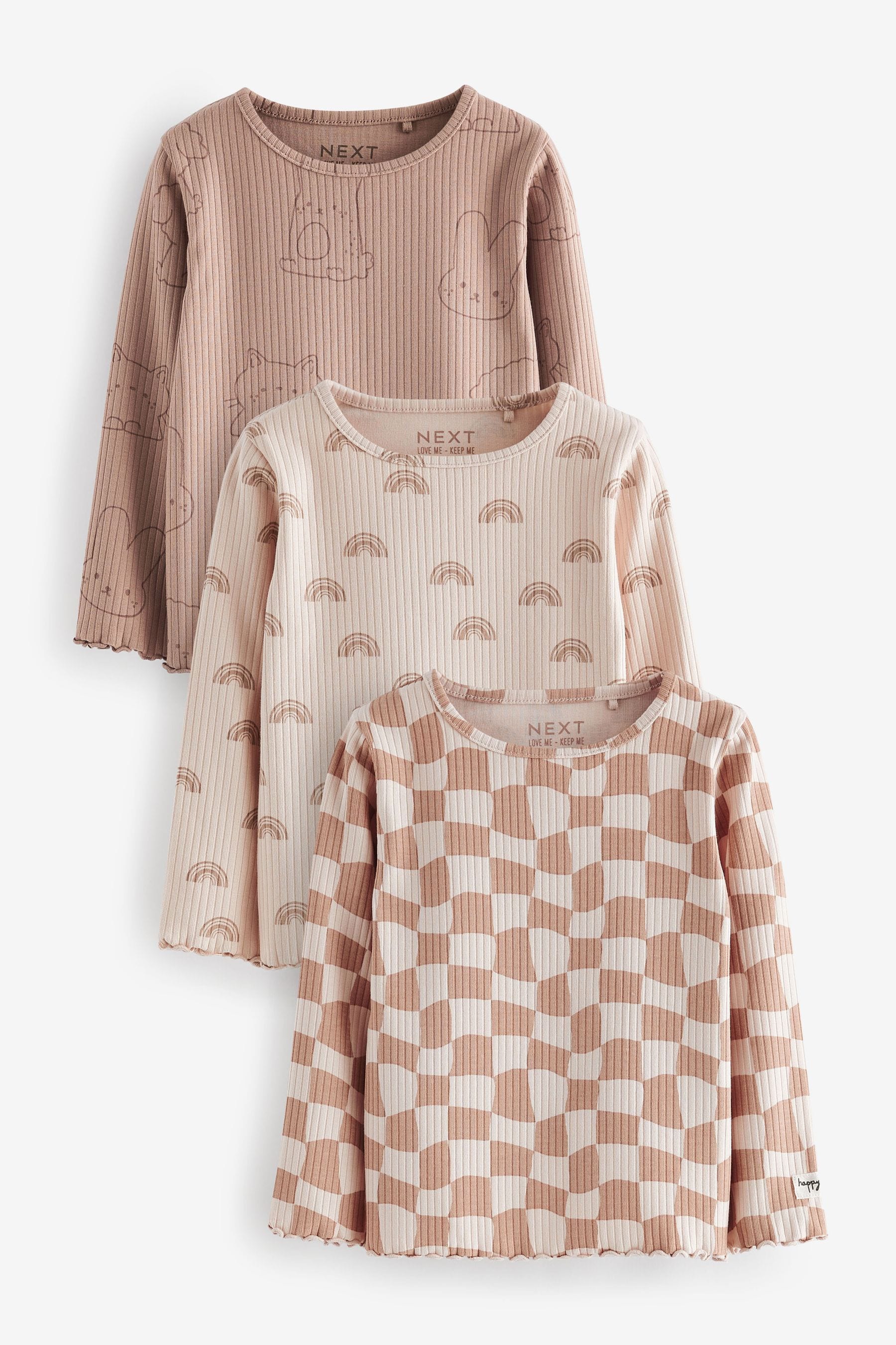 Neutral Long Sleeve Tops 3 Pack (3mths-7yrs)