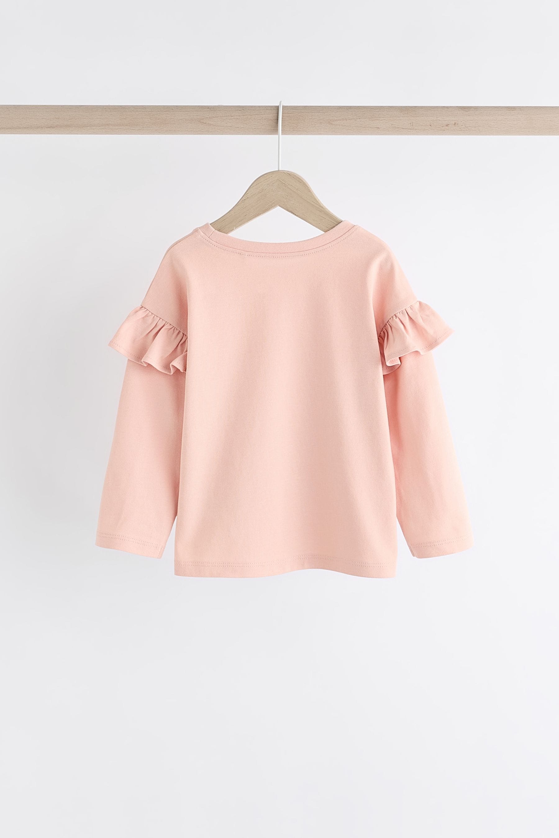 Pink Long Sleeve Frill 100% Cotton Tops 4 Pack (3mths-7yrs)