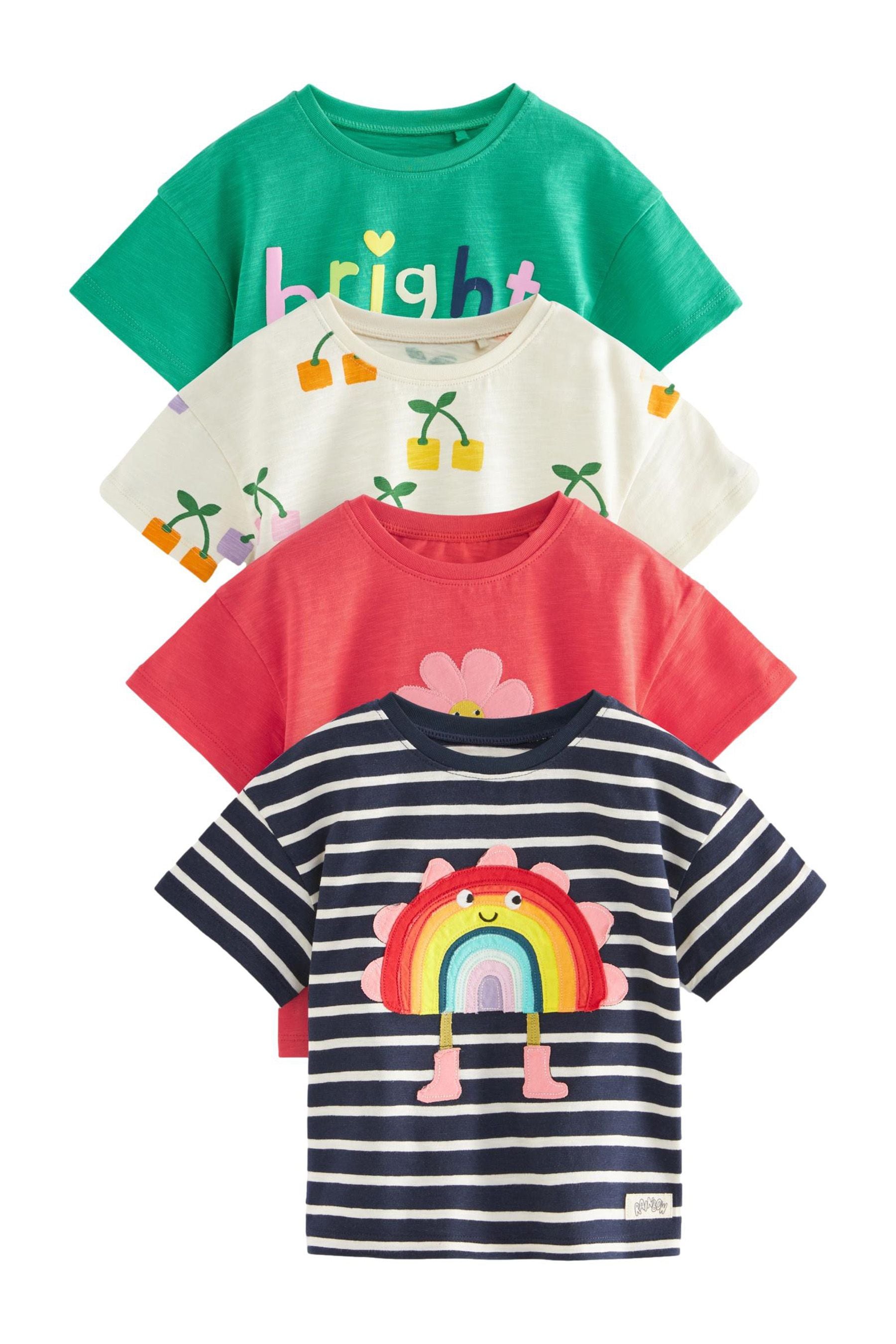 Rainbow Short Sleeve 100% Cotton T-Shirts 4 Pack (3mths-7yrs)