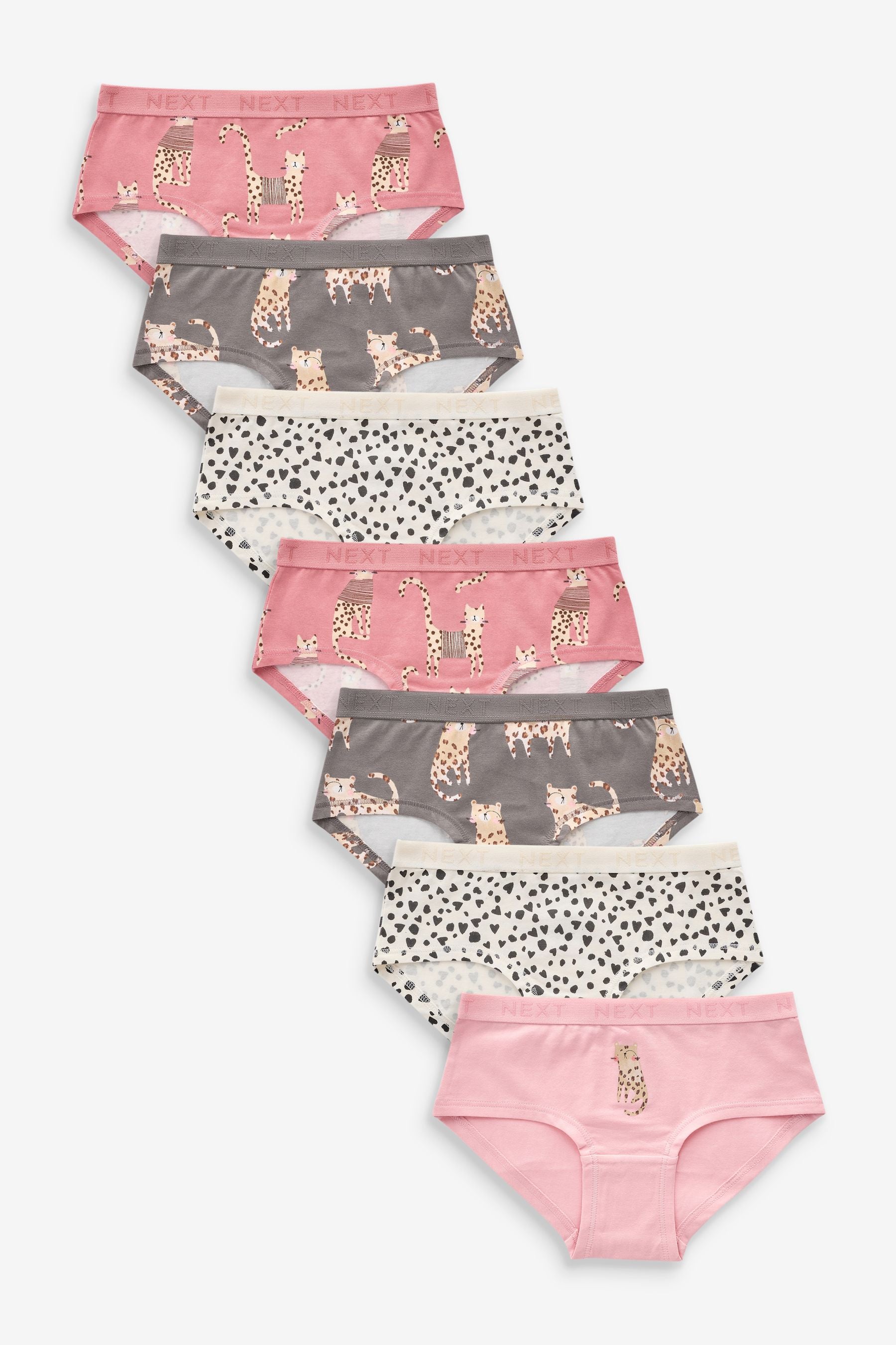 Pink/Brown Animal Print Hipsters 7 Pack (2-16yrs)