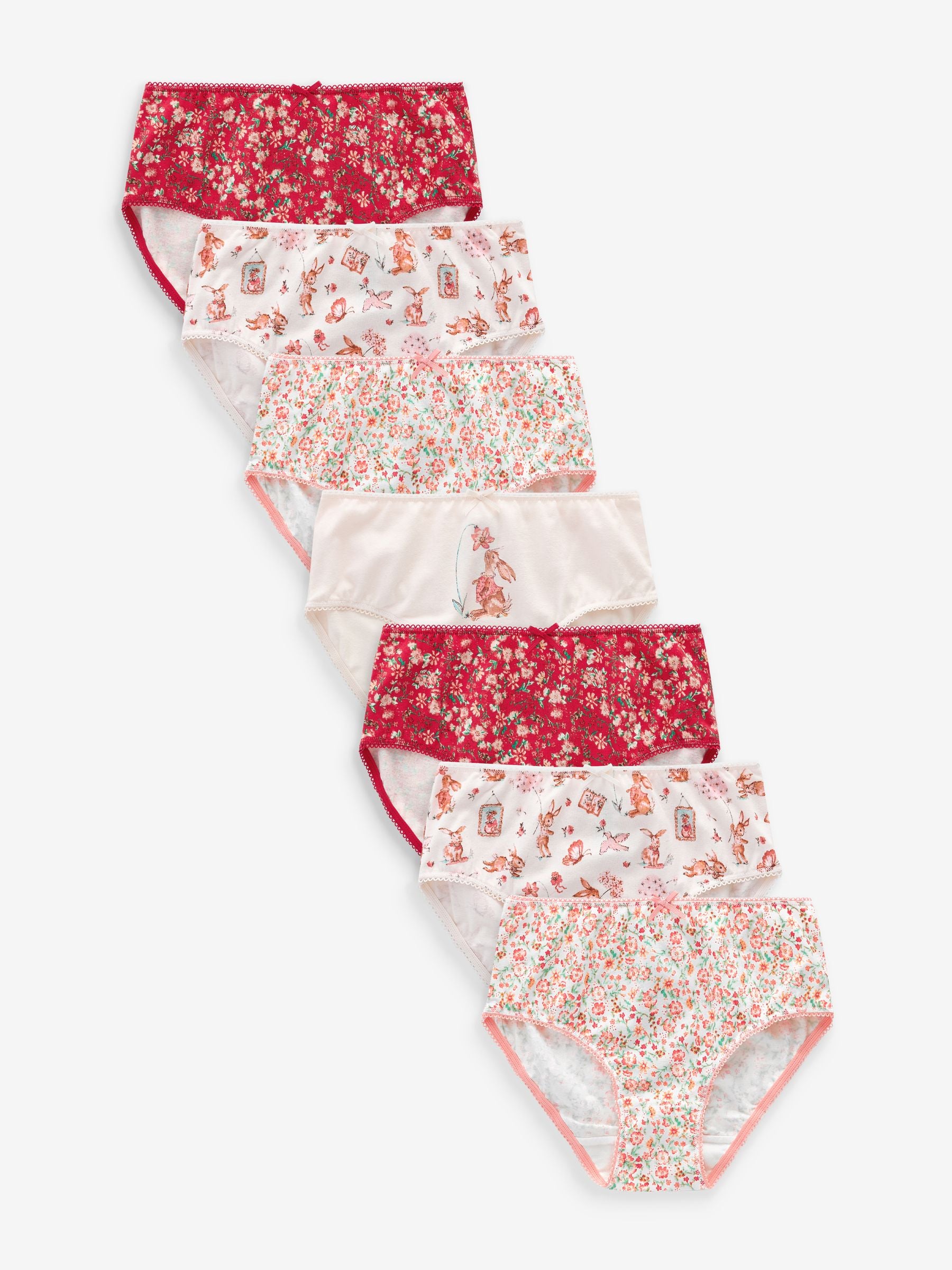 Red/Cream Print Briefs 7 Pack (1.5-12yrs)