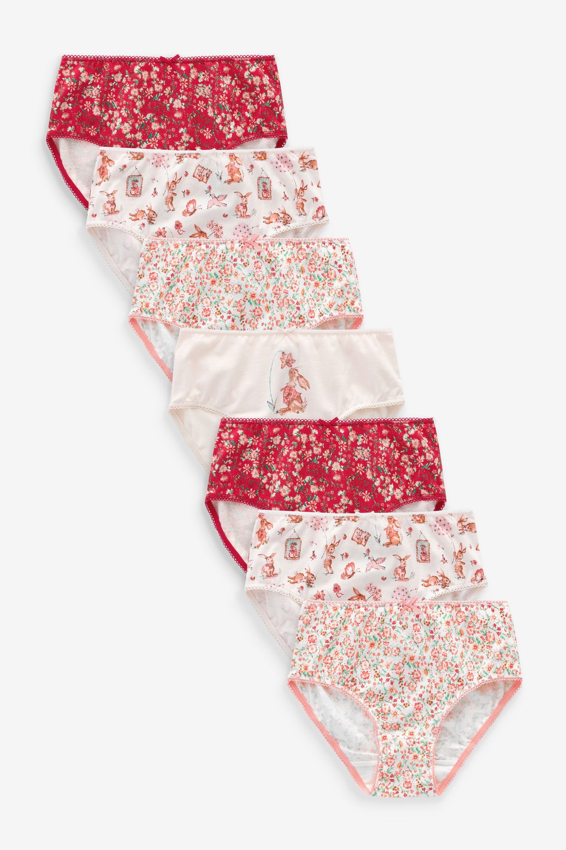 Red/Cream Print Briefs 7 Pack (1.5-16yrs)