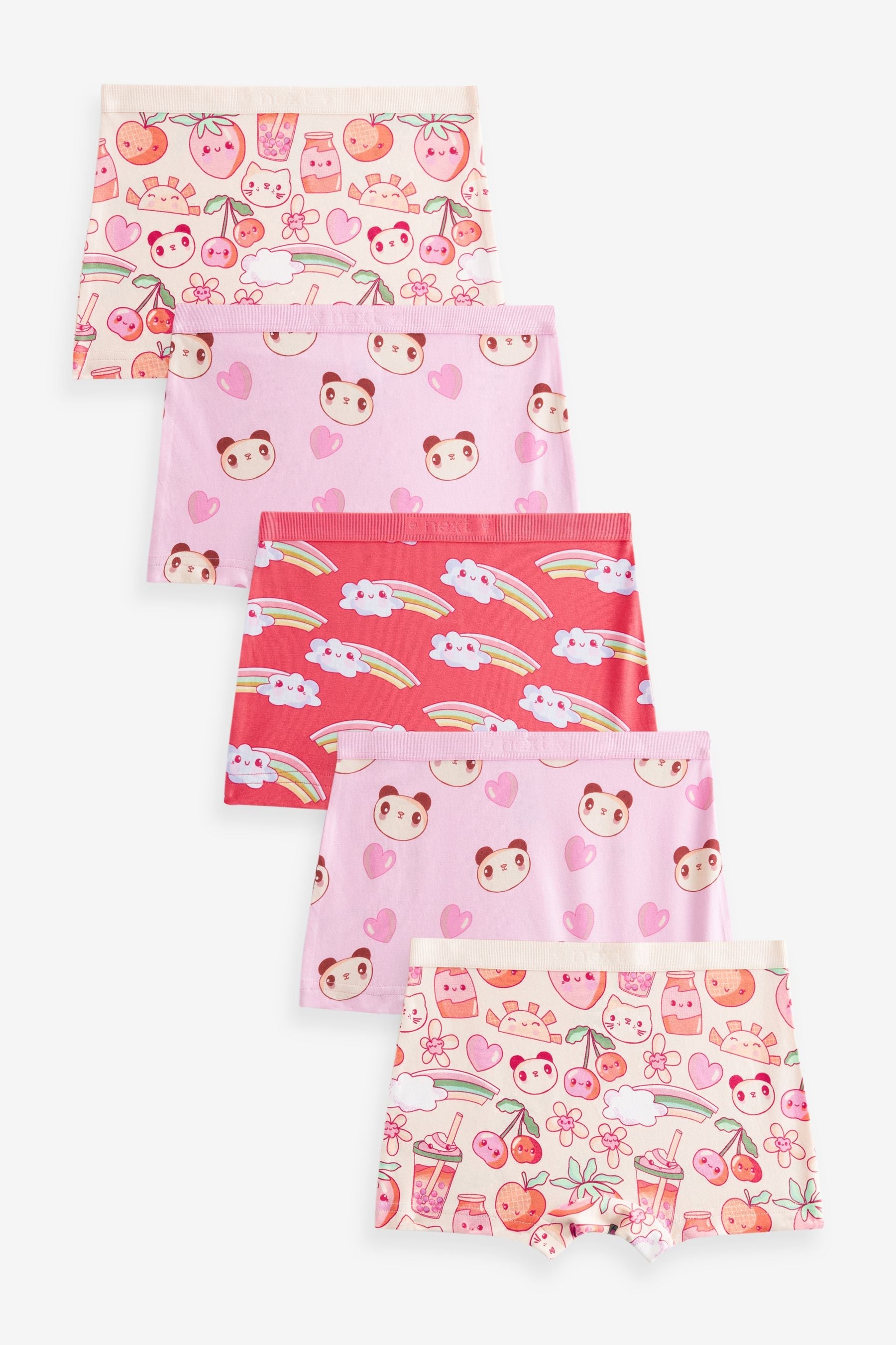 Pink Panda Stampy Short Briefs 5 Pack (2-16yrs)