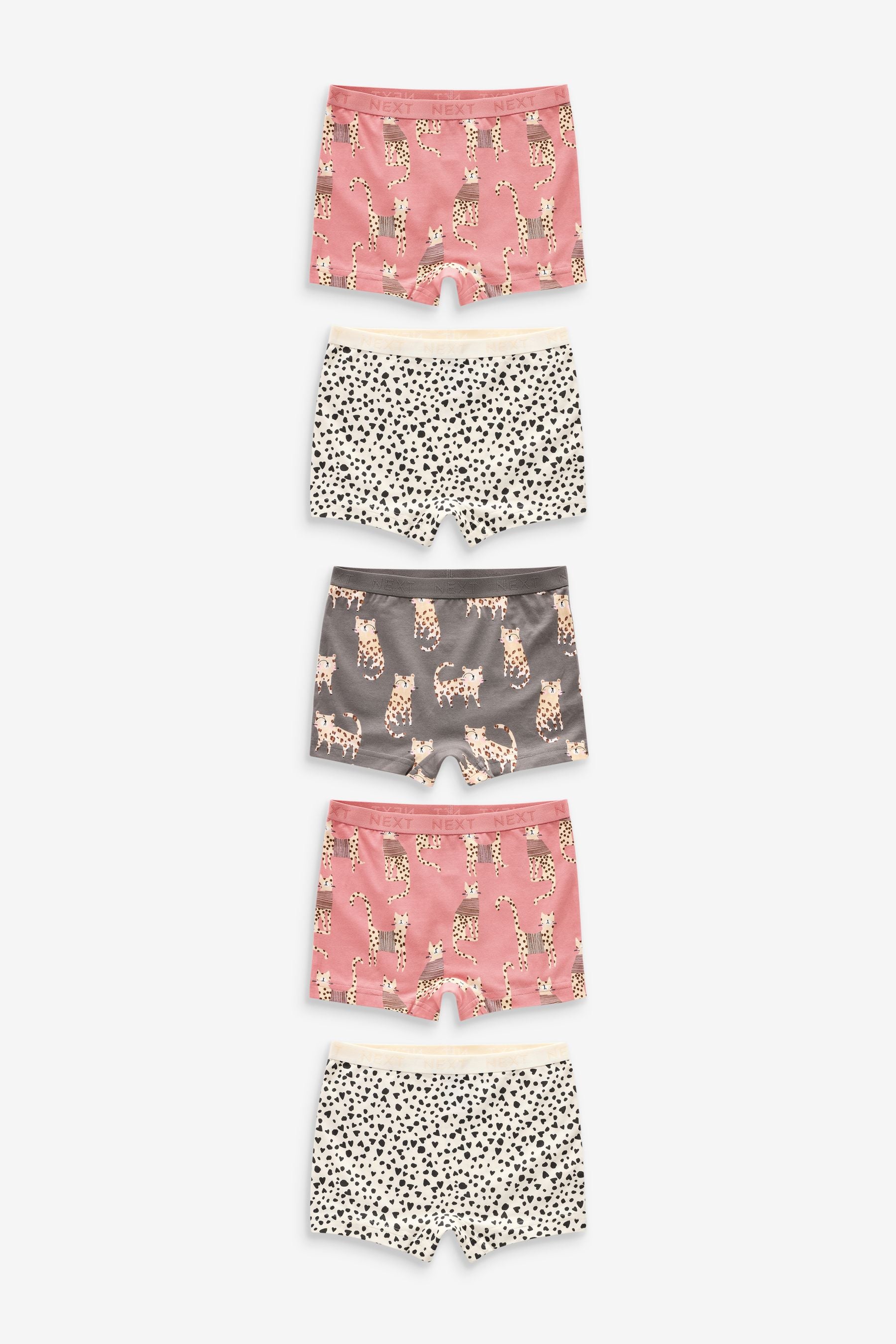 Pink/Cream Short Briefs 5 Pack (2-16yrs)