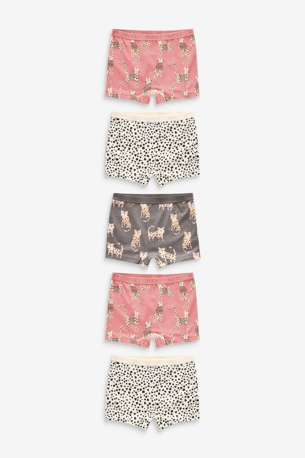 Pink/Cream Short Briefs 5 Pack (2-16yrs)