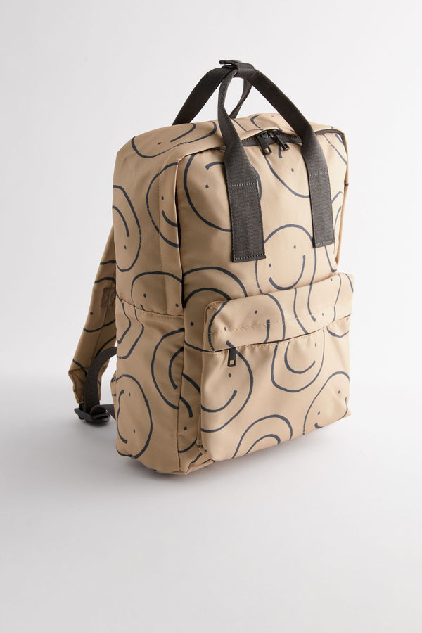 Smile Print Handle Backpack