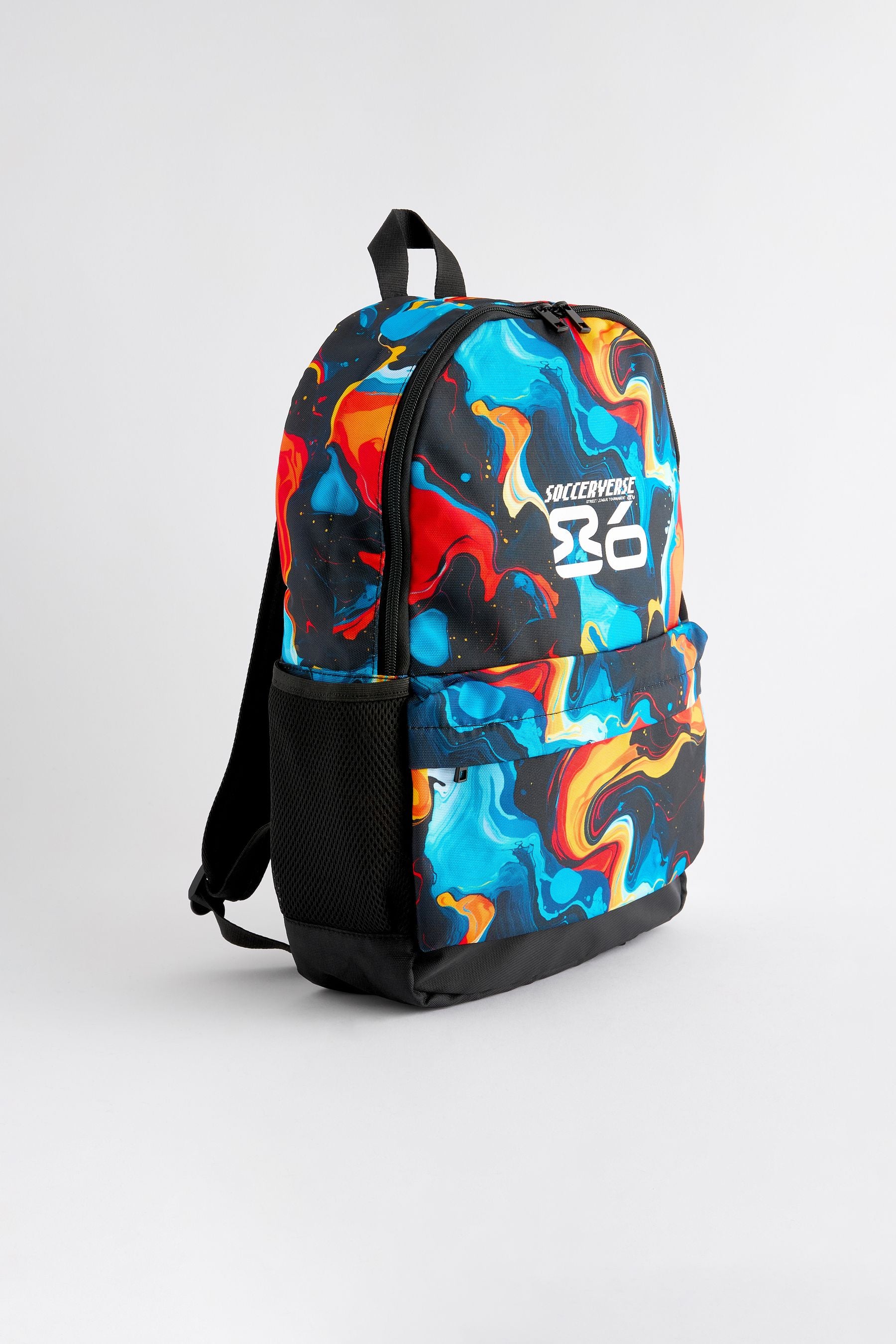 Orange Glitch Print Printed Backpack