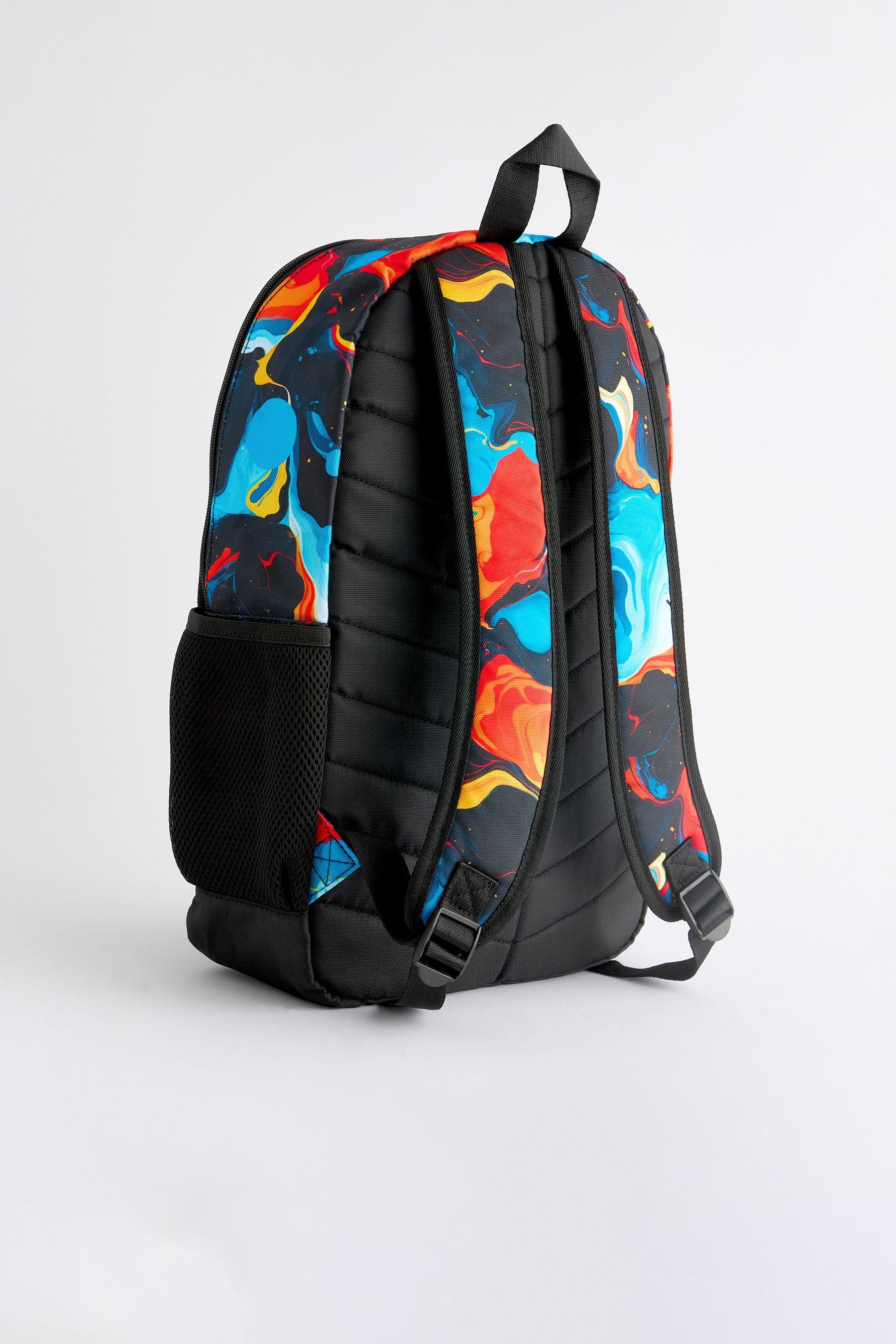 Orange Glitch Print Printed Backpack