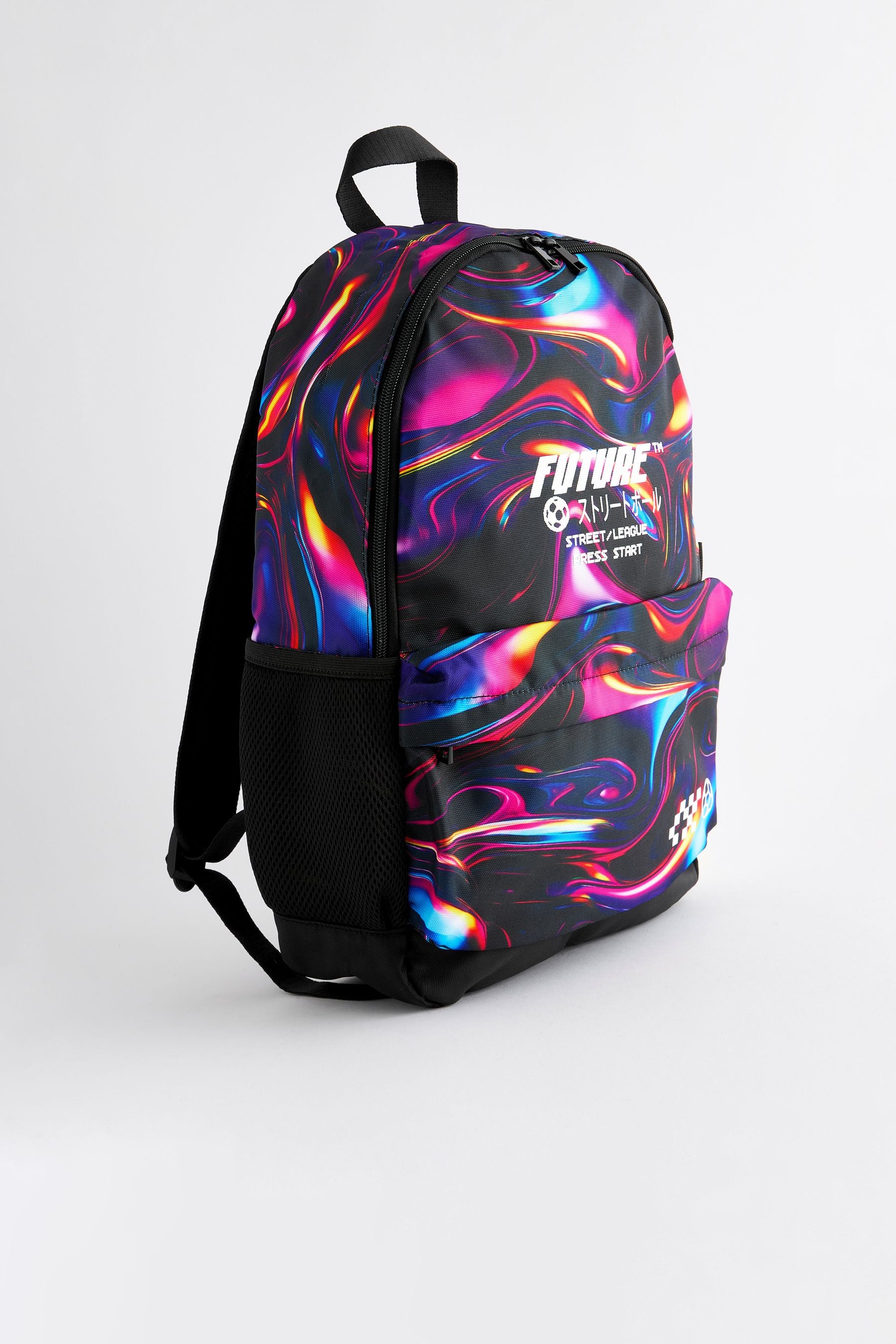 Purple Glitch Print Printed Backpack