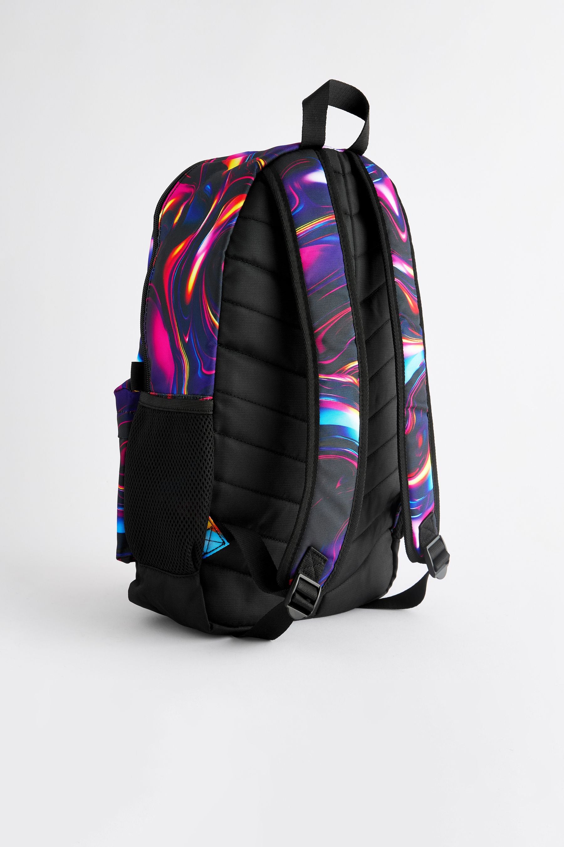 Purple Glitch Print Printed Backpack