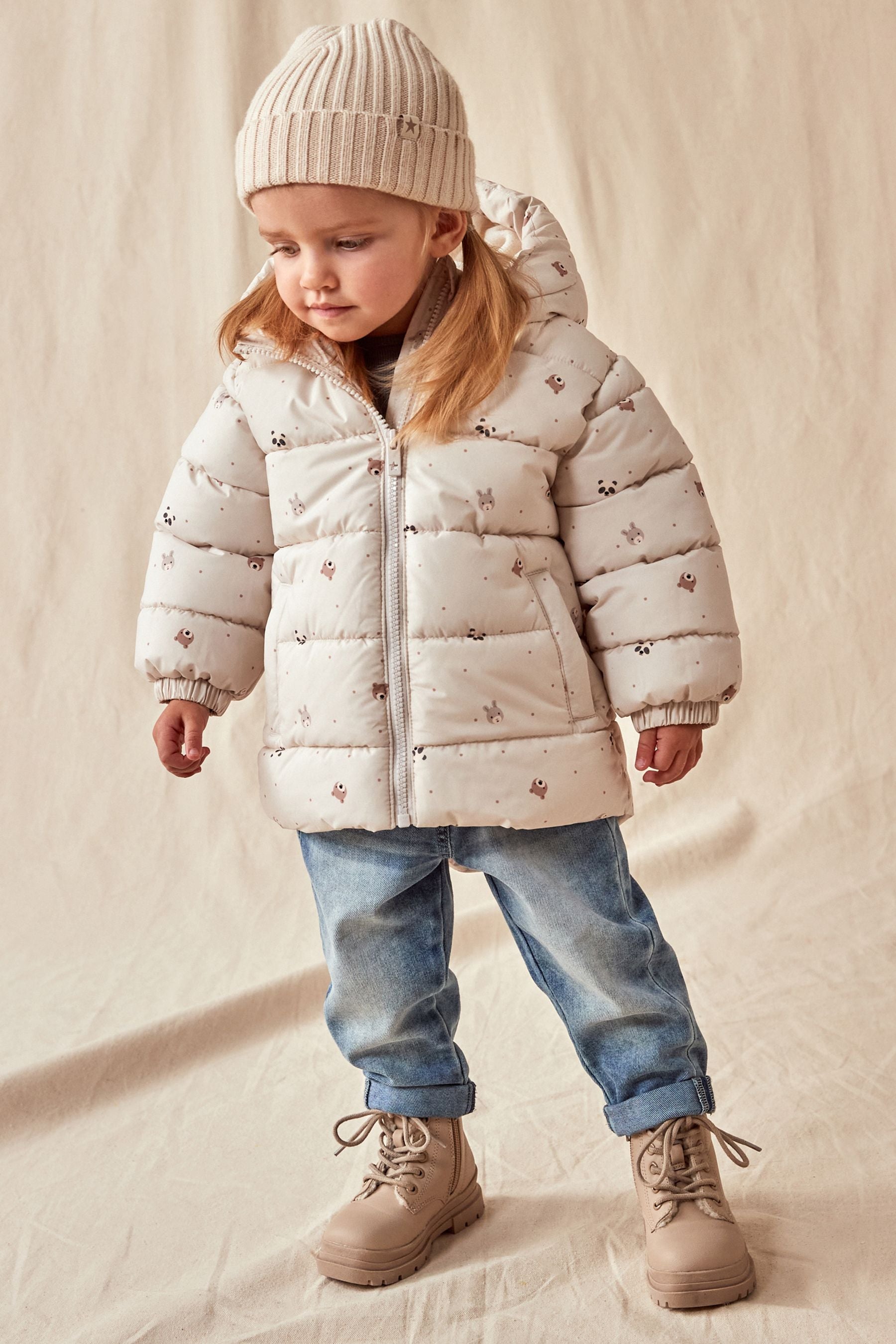 Neutral Shower Resistant Padded Coat (3mths-7yrs)