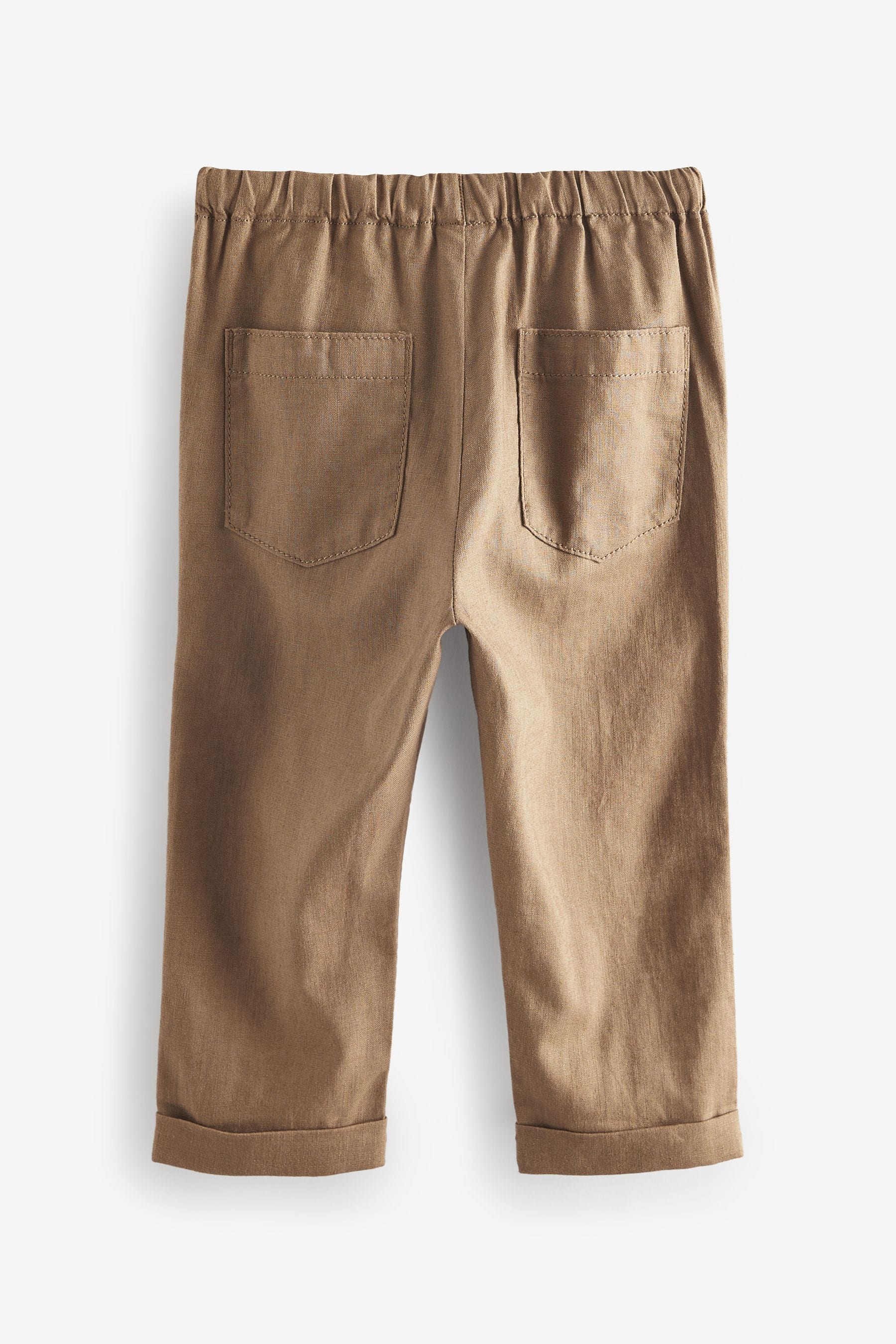 Navy/Tan 2 Pack Linen Blend Pull On Trousers (3mths-7yrs)