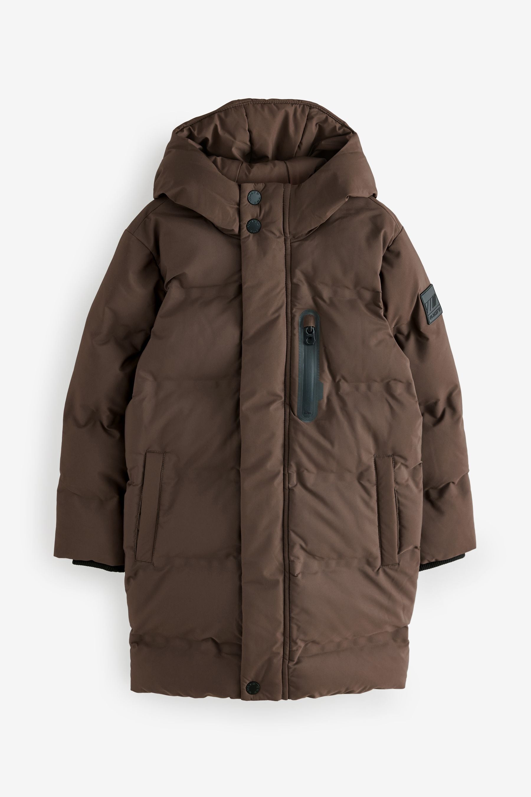 Brown Waterproof Longline Padded Puffer Coat (3-17yrs)