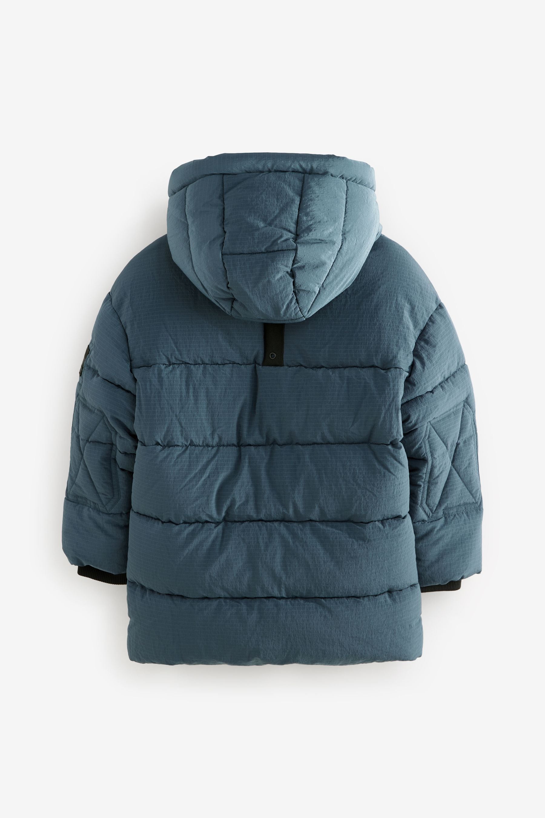 Teal Blue Utility Fleece Lined Hooded Padded Puffer Coat (3-16yrs)