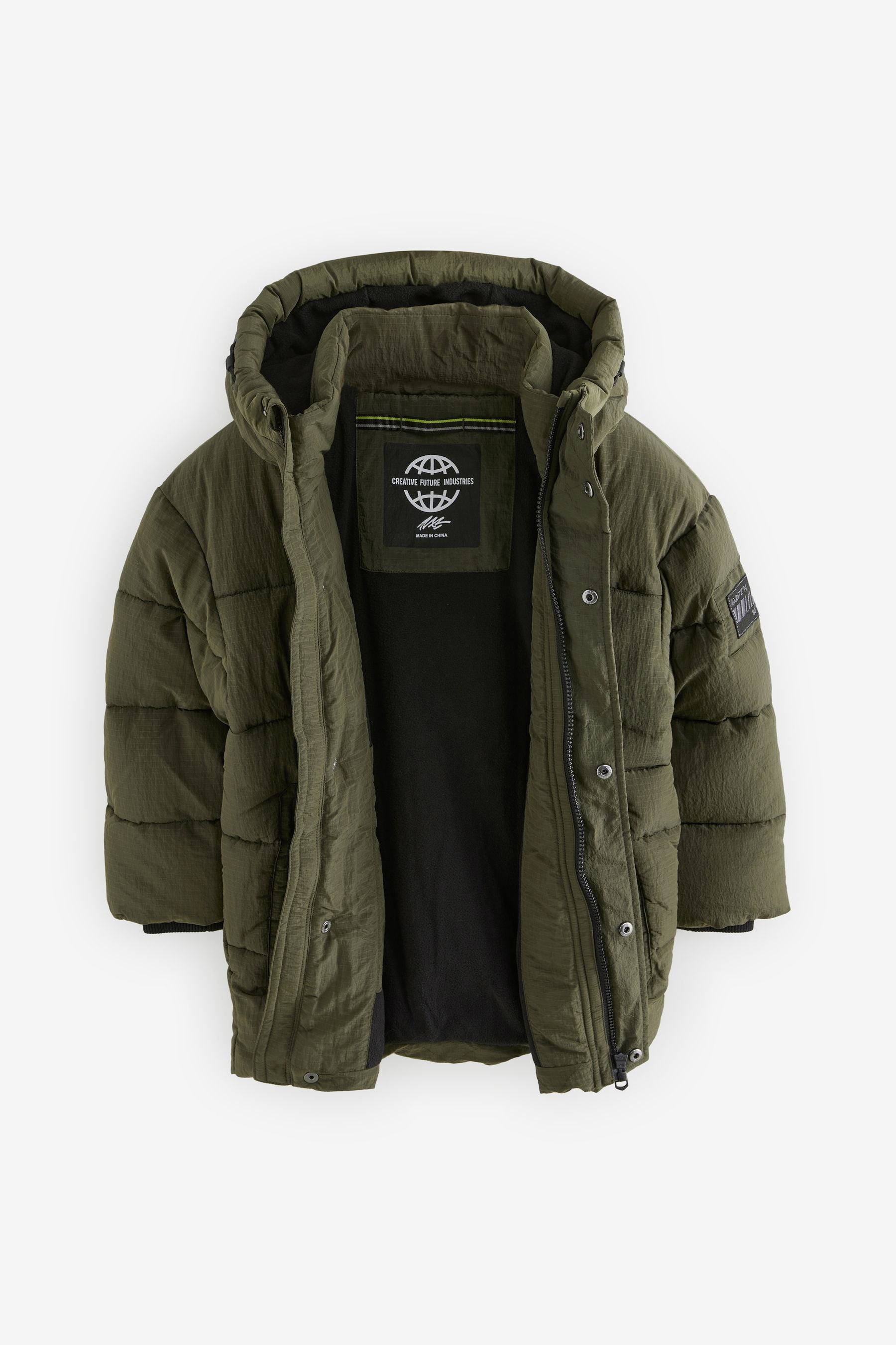 Khaki Green Utility Padded Puffer Coat (3-16yrs)