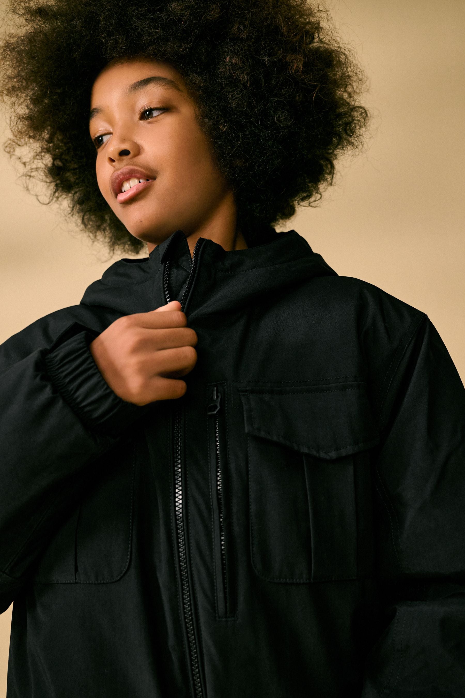 Black 4 Pocket Parka Coat (3-17yrs)