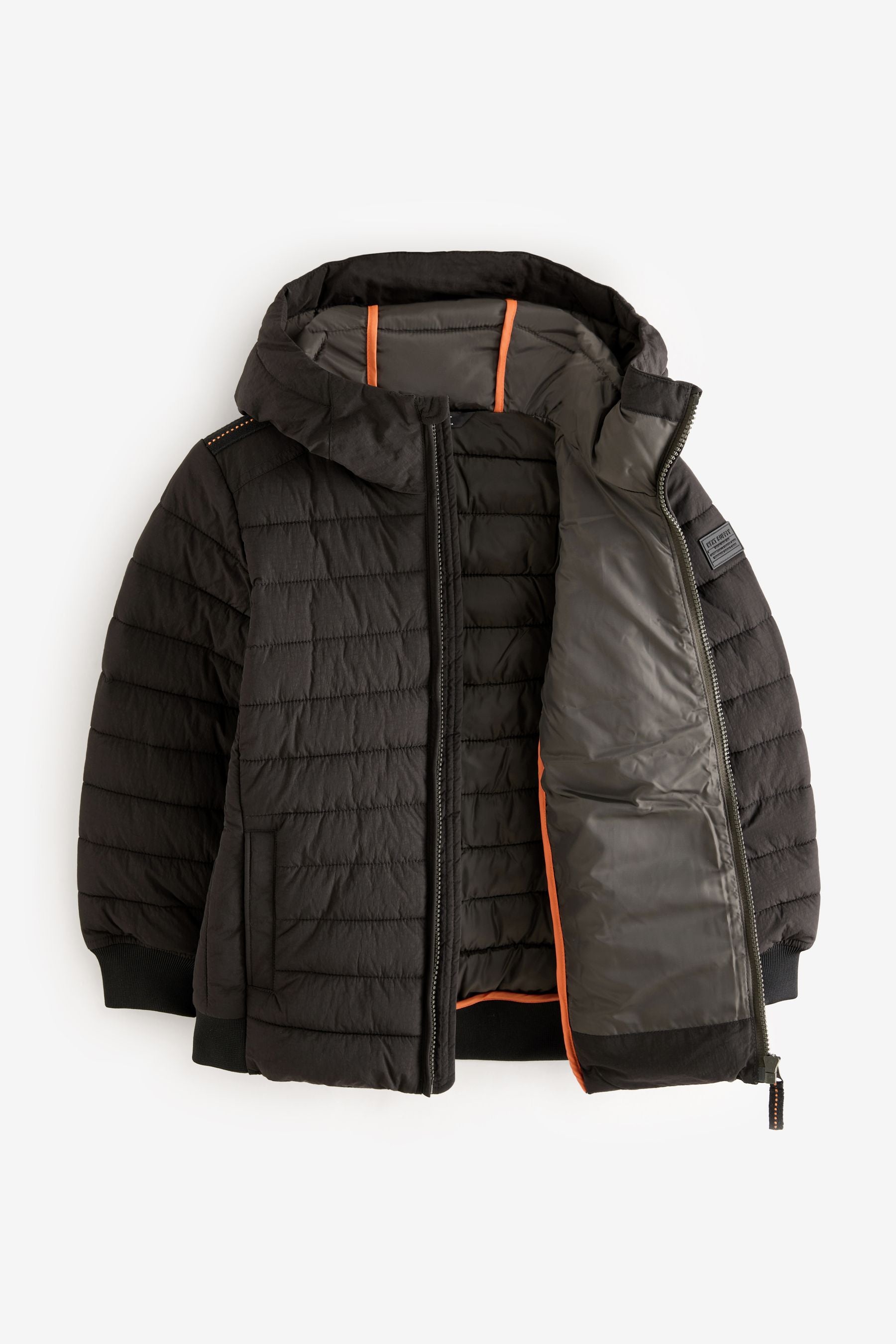 Black Premium Quilted Midweight Hooded Jacket (3-16yrs)