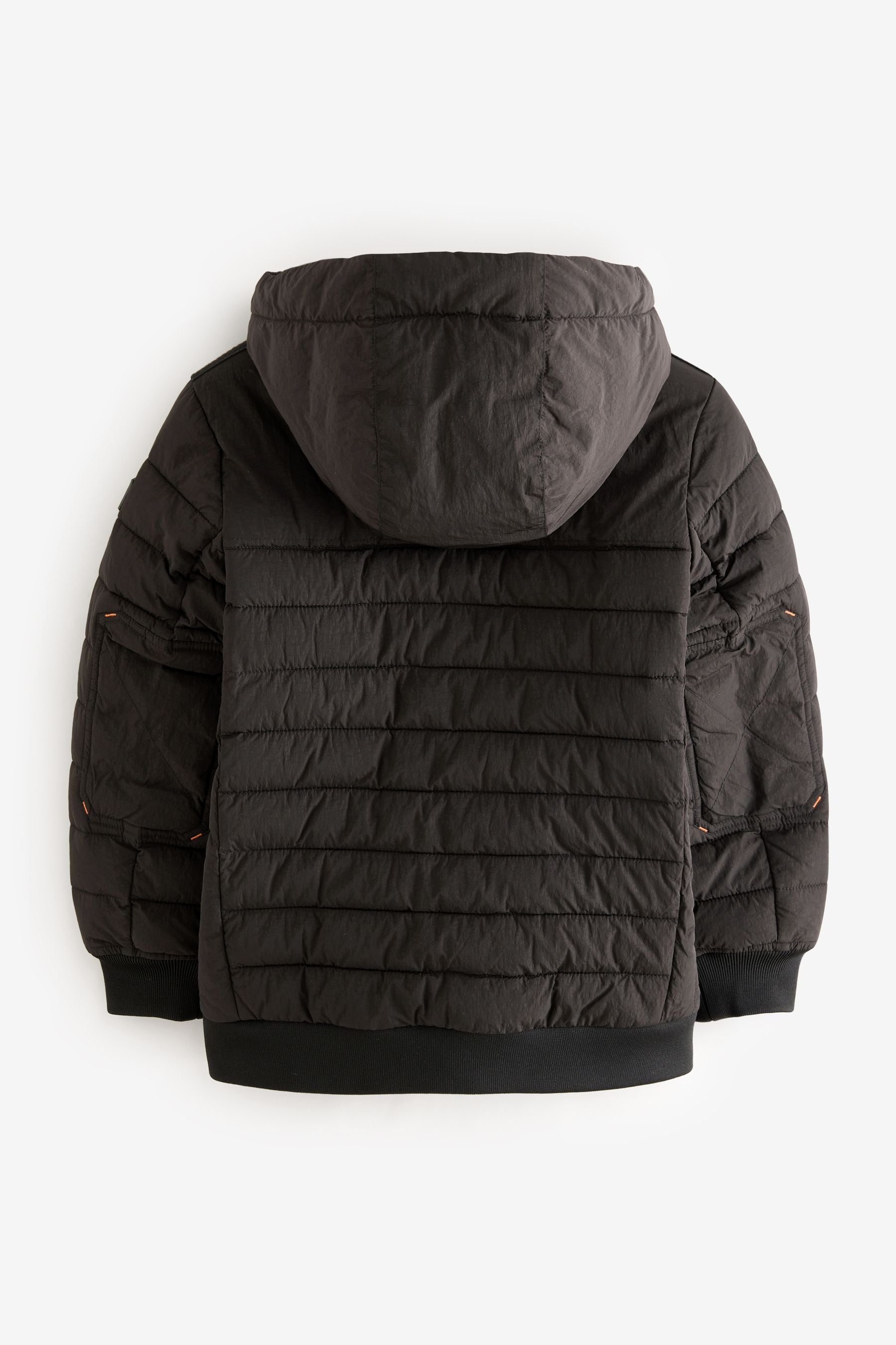 Black Premium Quilted Midweight Hooded Jacket (3-16yrs)