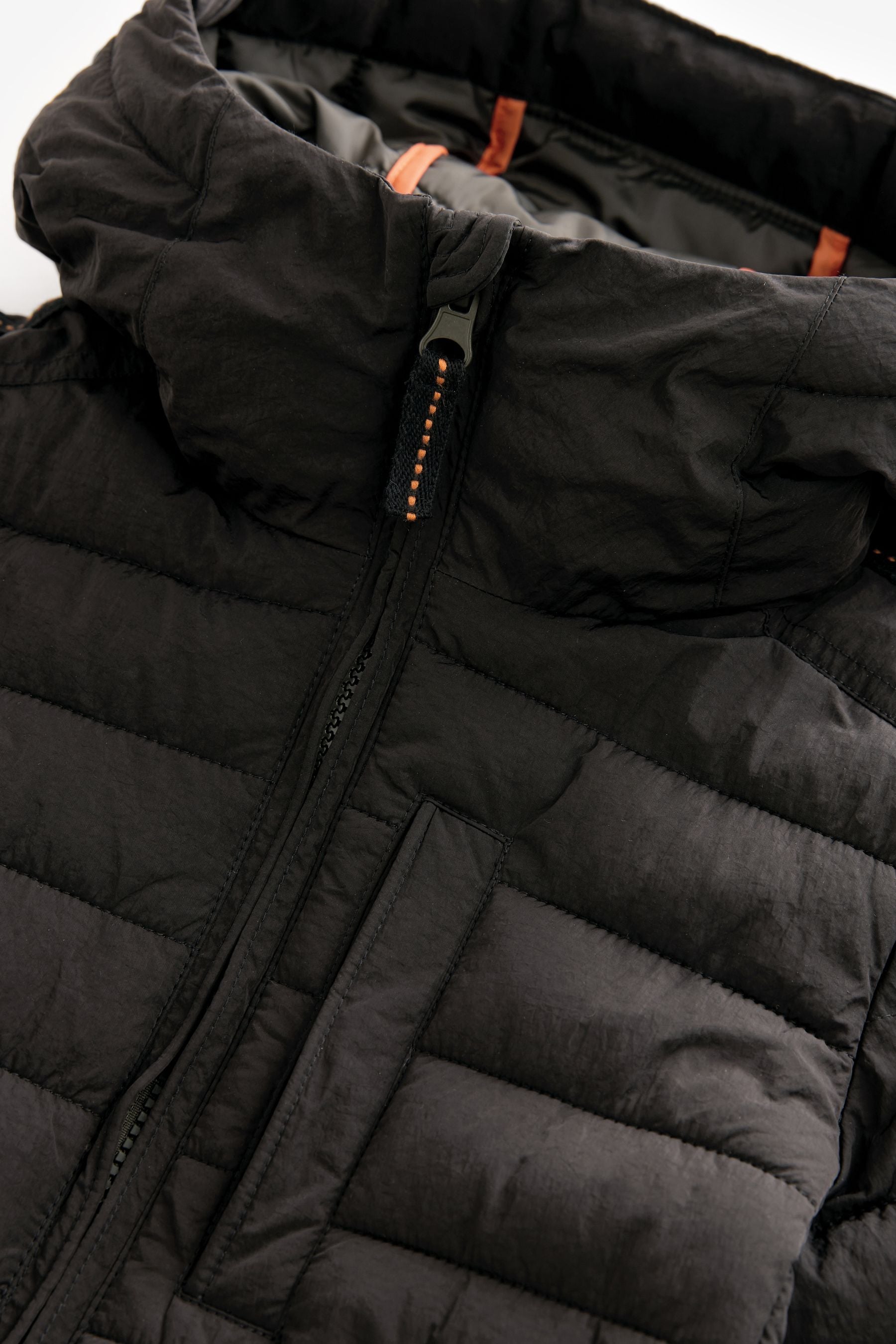 Black Premium Quilted Midweight Hooded Jacket (3-16yrs)