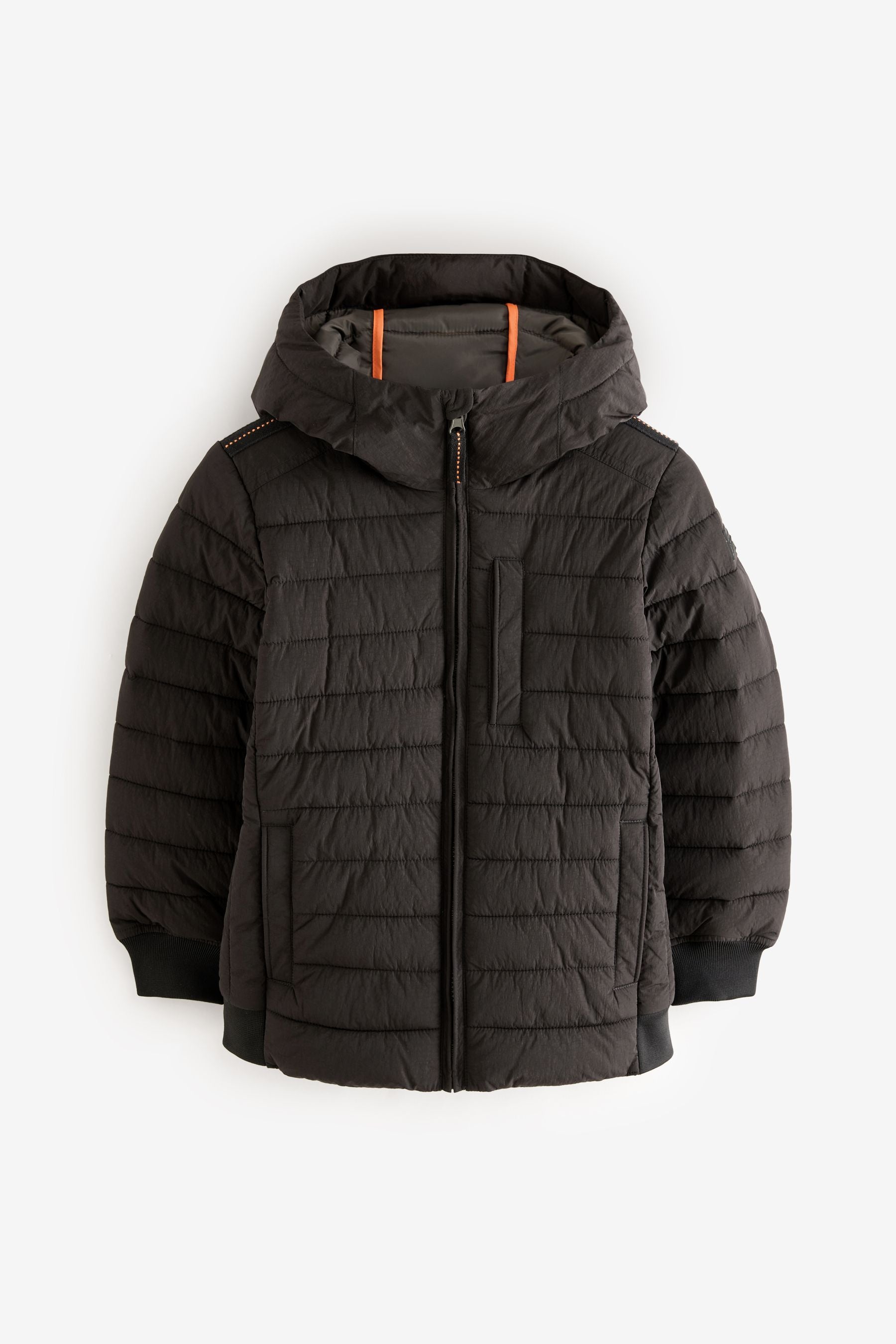 Black Premium Quilted Midweight Hooded Jacket (3-16yrs)