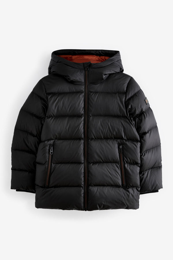 Black Premium Hooded & Padded Down-Fill Coat (3-16yrs)