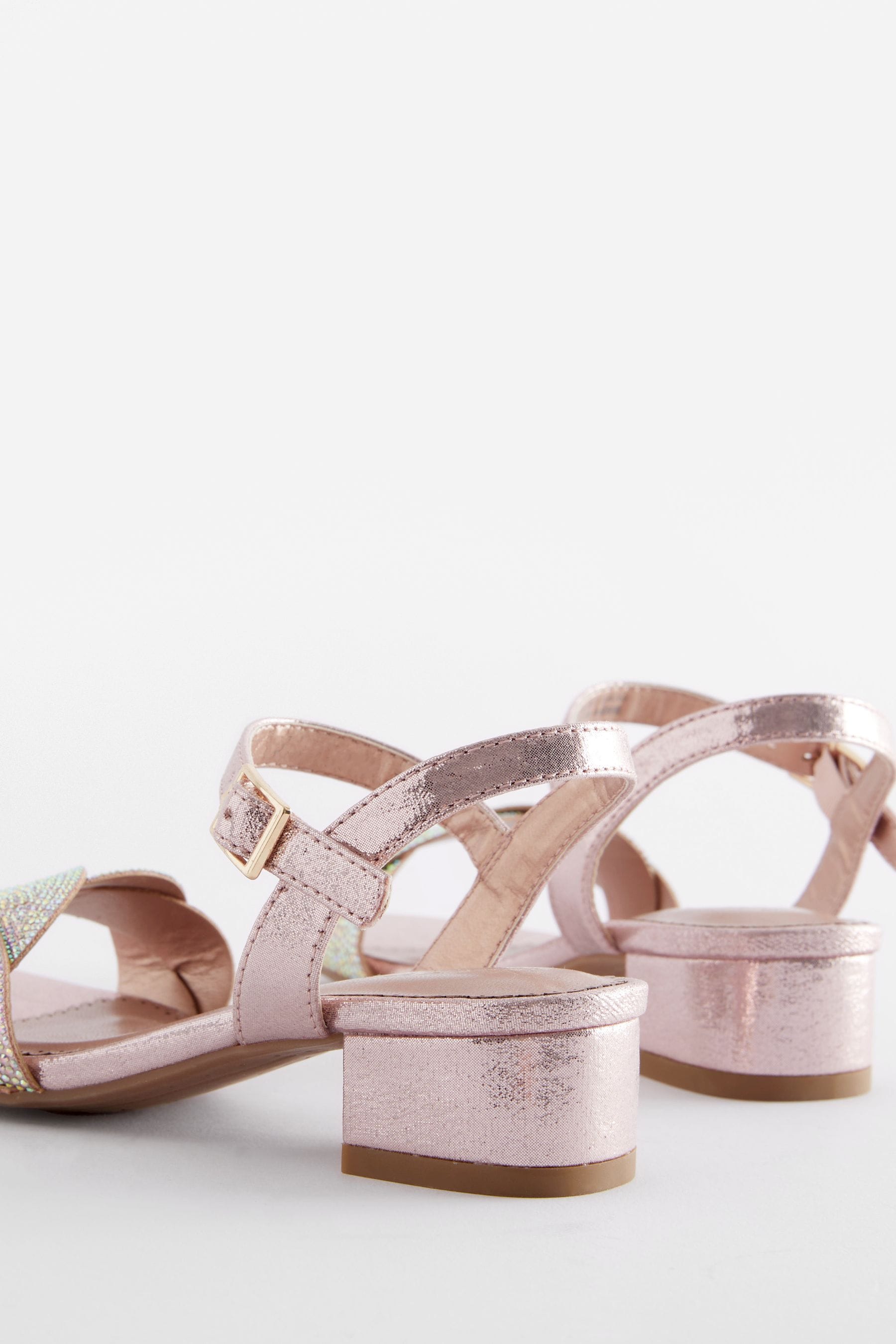 Rose Gold Twist Heeled Sandals