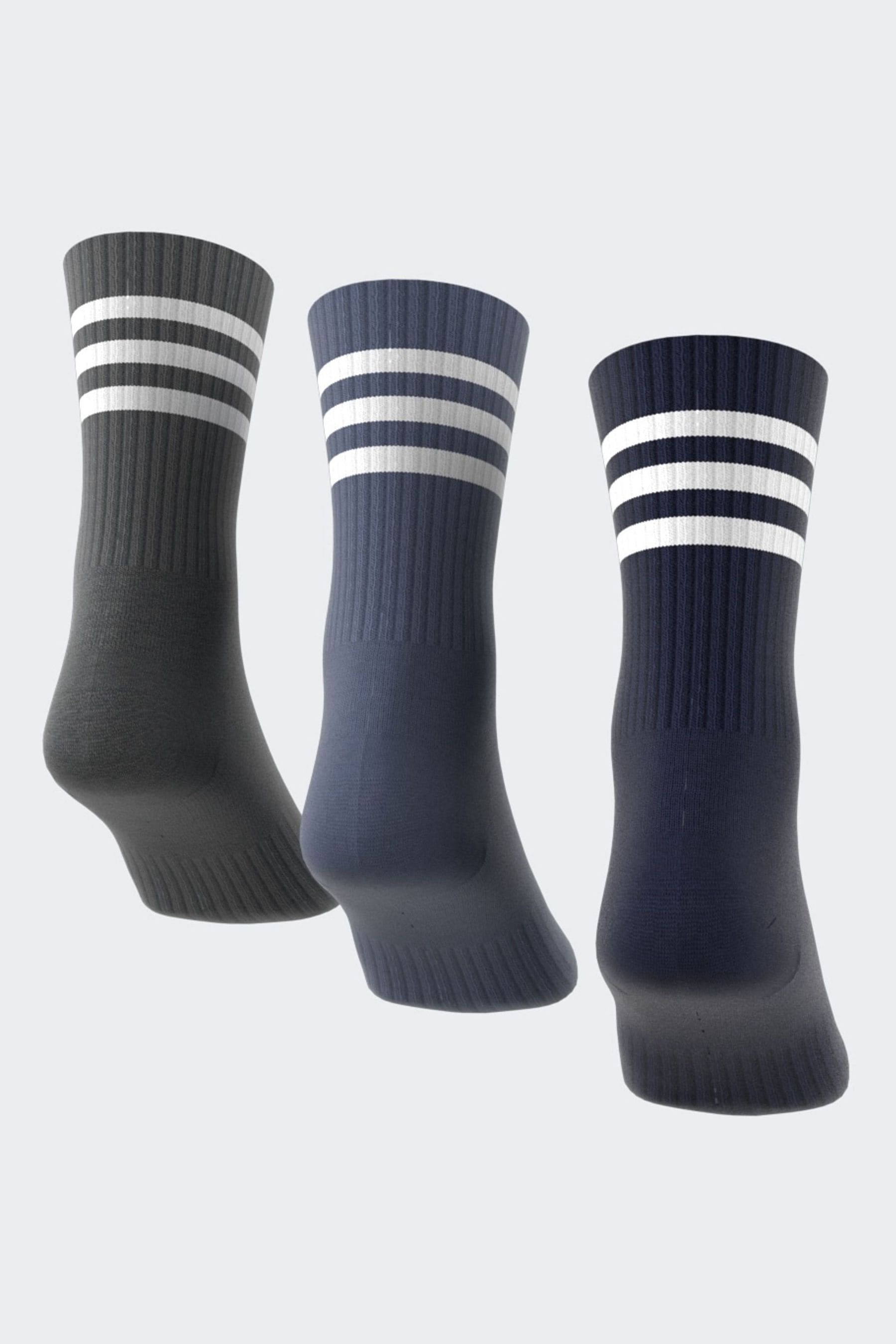 adidas Blue 3-Stripe Crew Length Socks 3 Pack