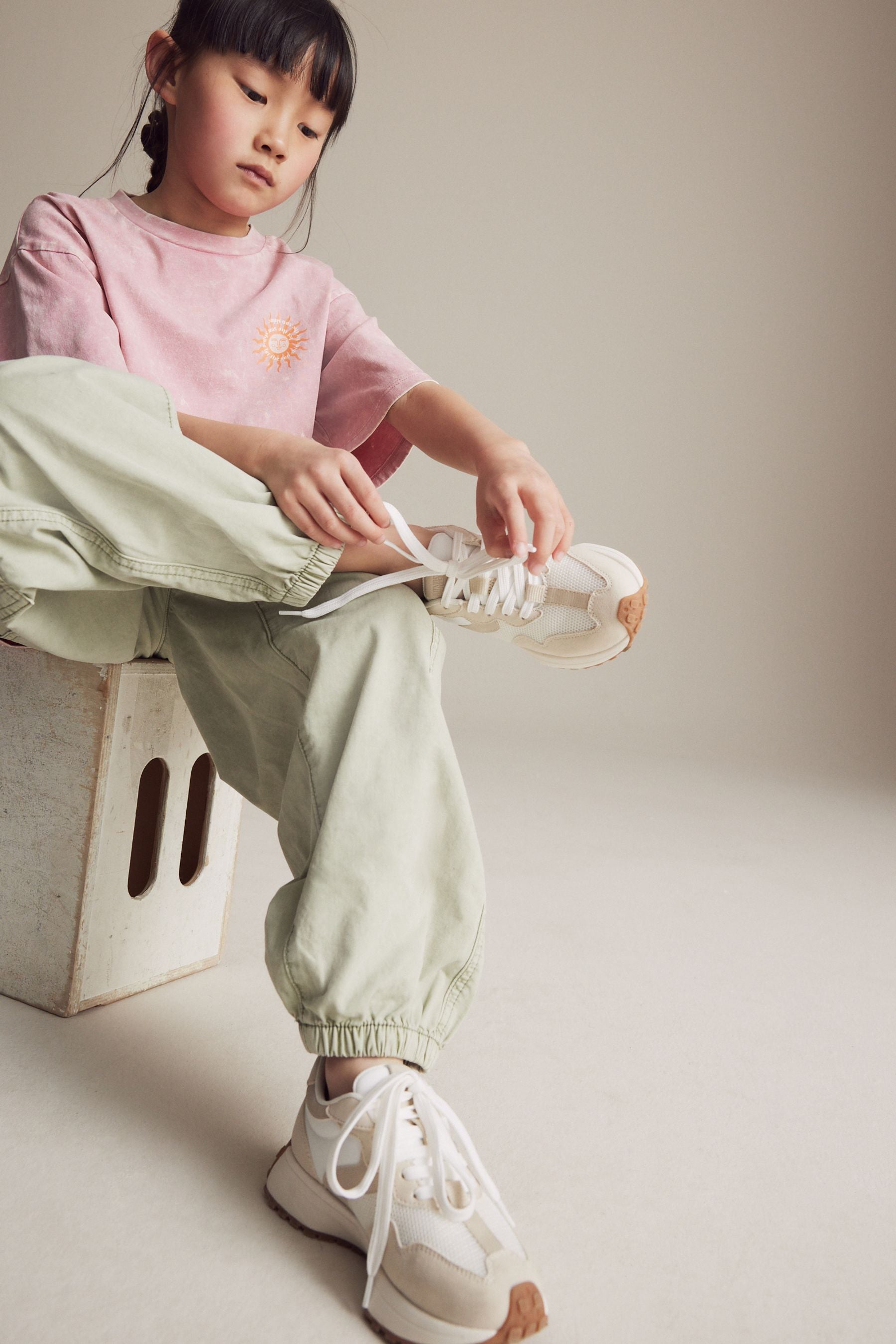 White Neutral Lace-Up Chunky Trainers