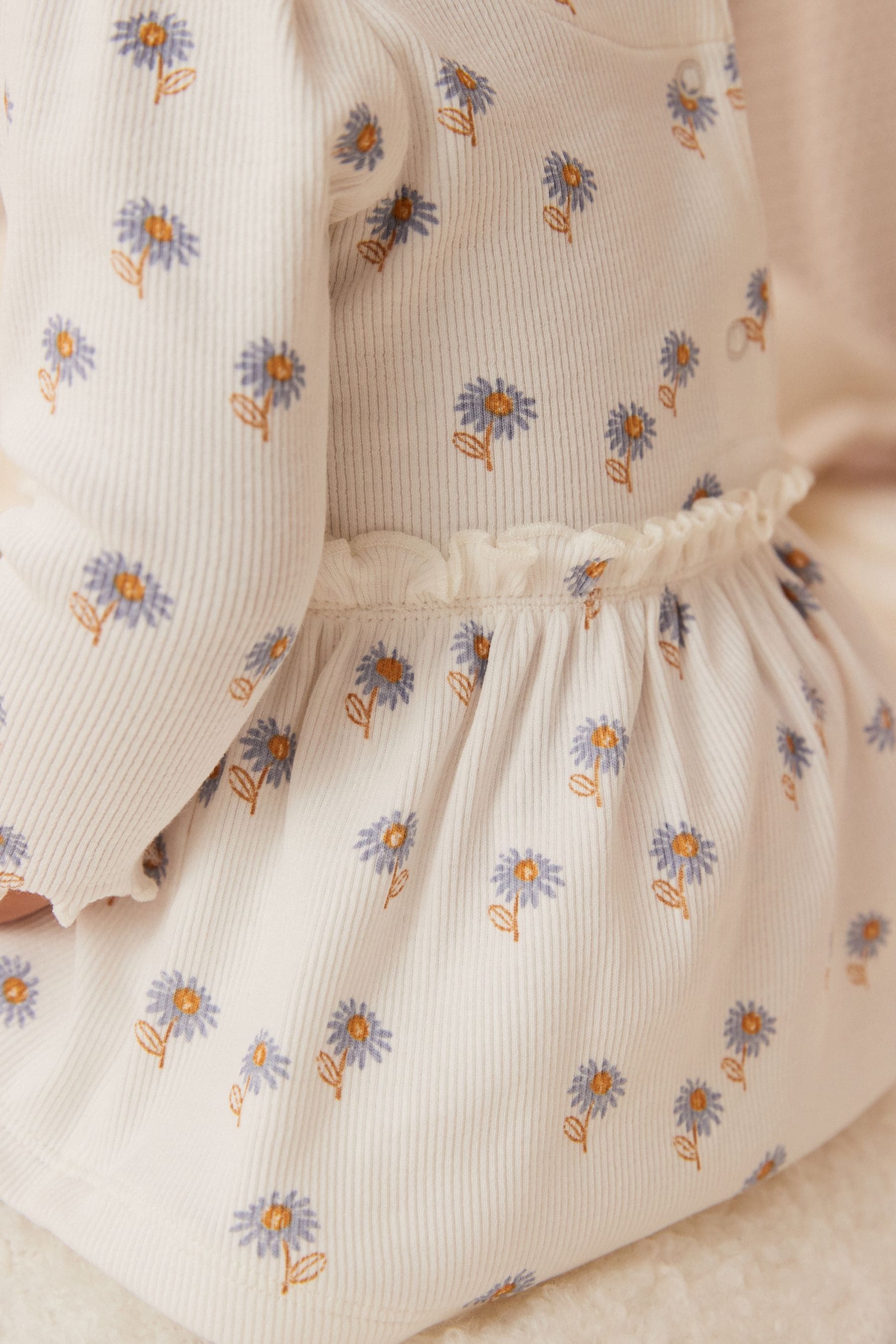 Blue/White Daisy Peplum Baby Top And Leggings Set