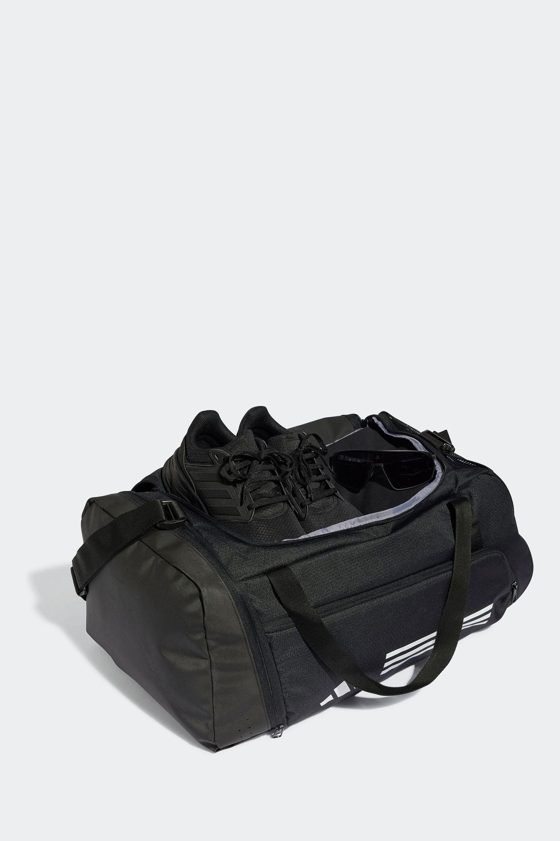 adidas Black Essentials 3 Stripes Duffel Bag