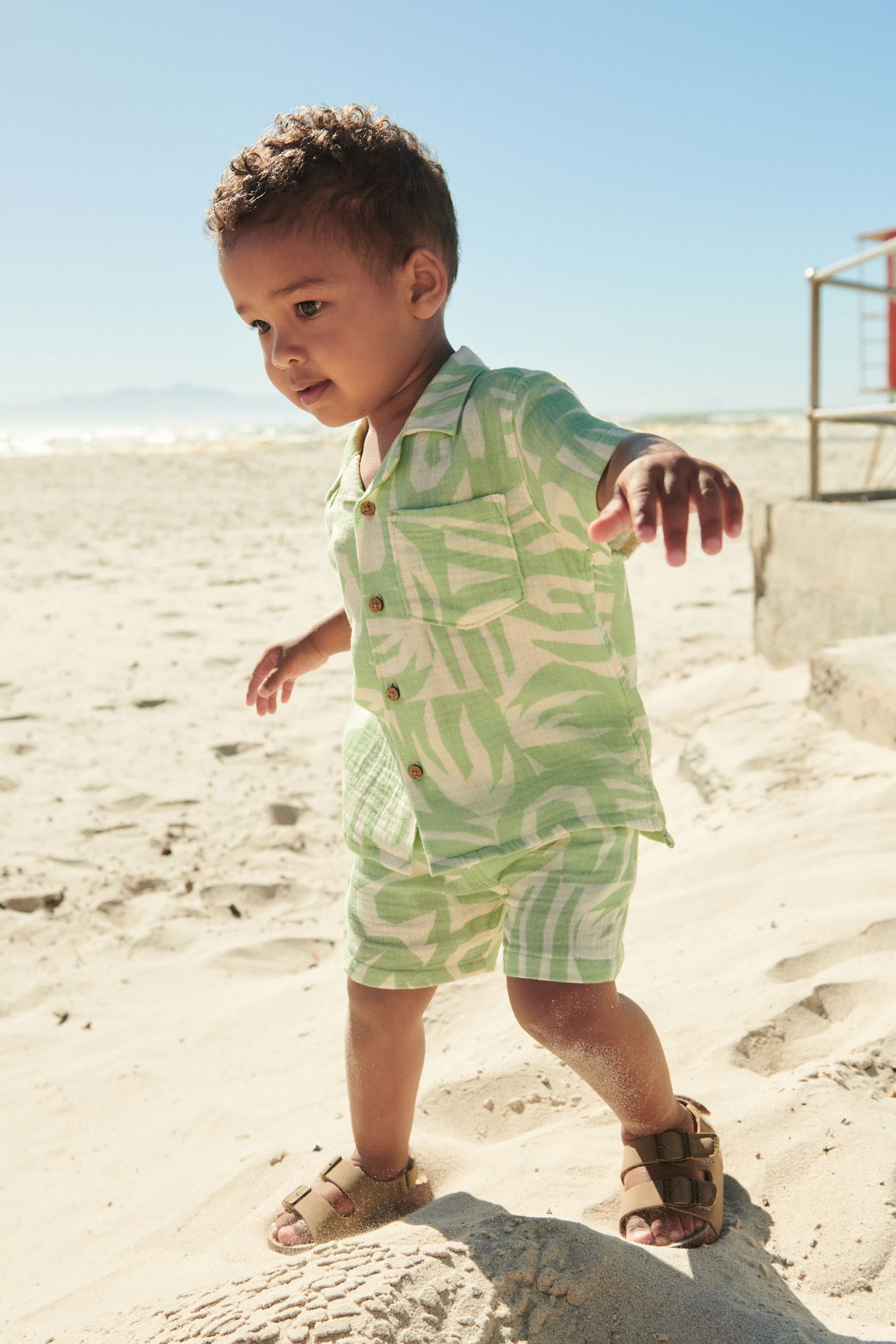 Mint Green Short Sleeve Printed Shirt (3mths-7yrs)