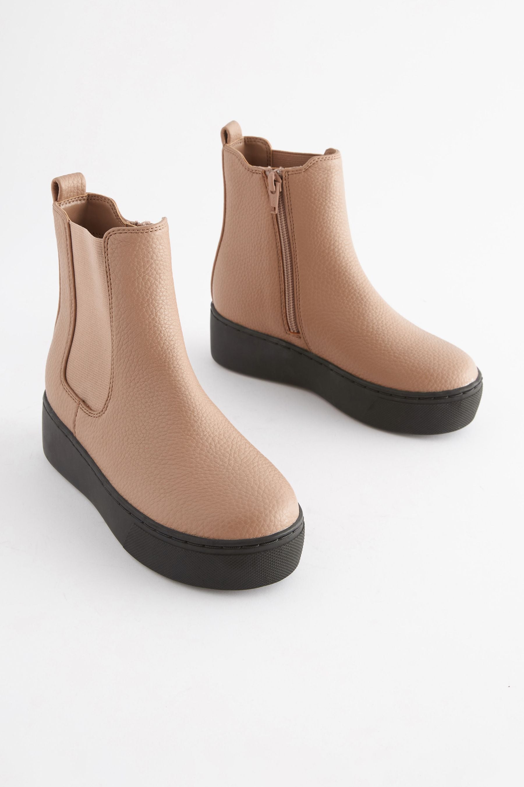 Nude Pink Chunky Chelsea Boots