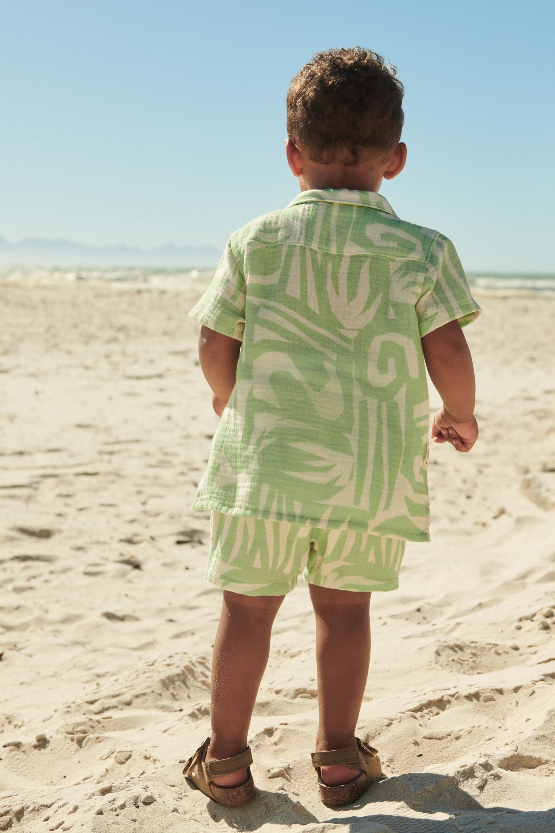 Mint Green 100% Cotton Short Sleeve Printed Shirt (3mths-7yrs)