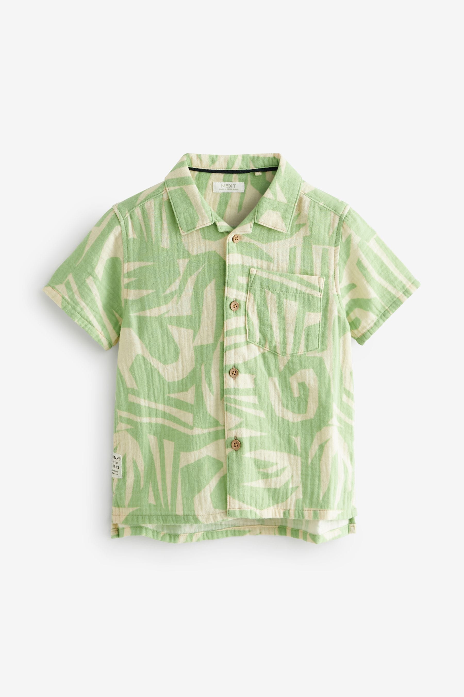 Mint Green Short Sleeve Printed Shirt (3mths-7yrs)