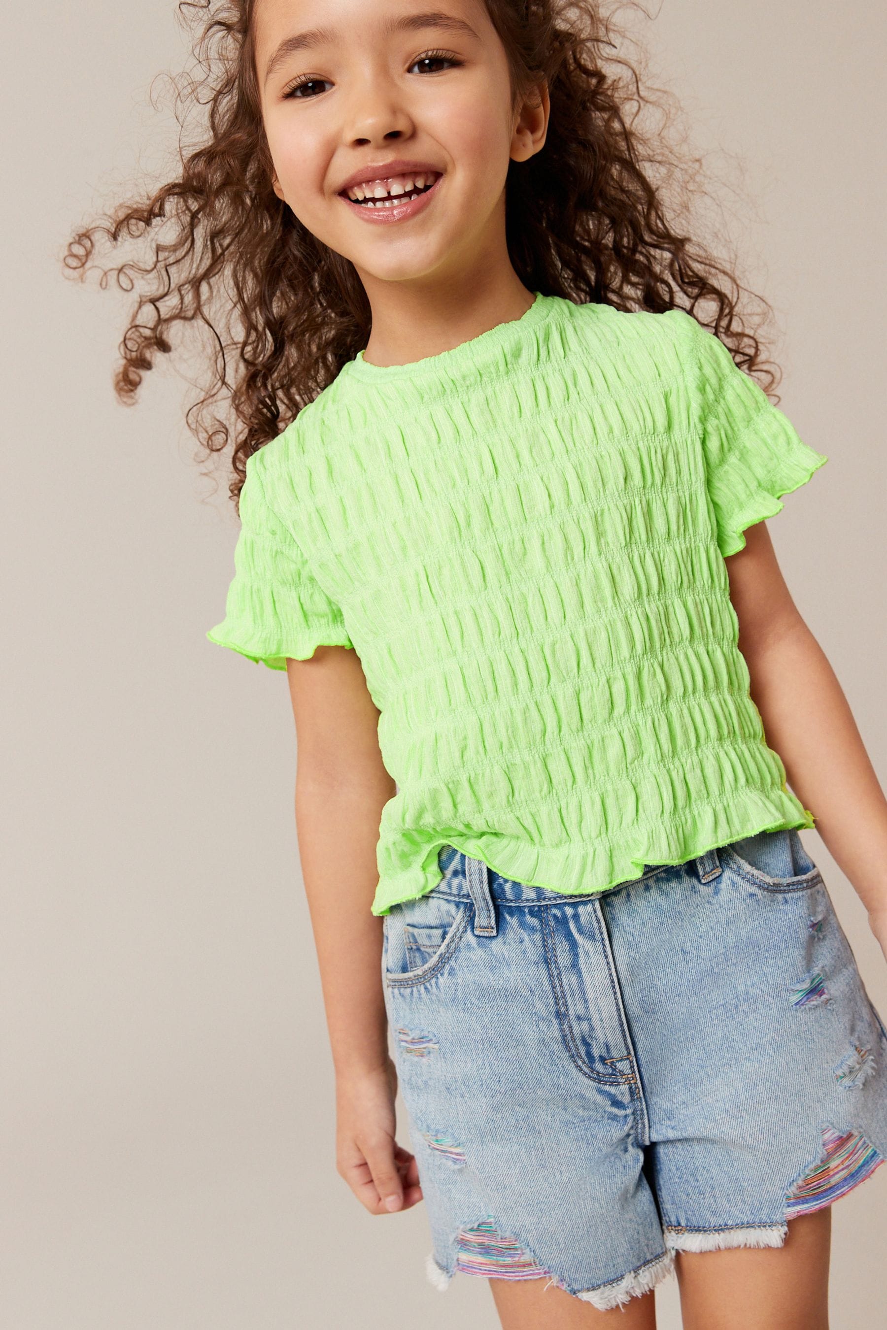 Green Textured Top (3-16yrs)