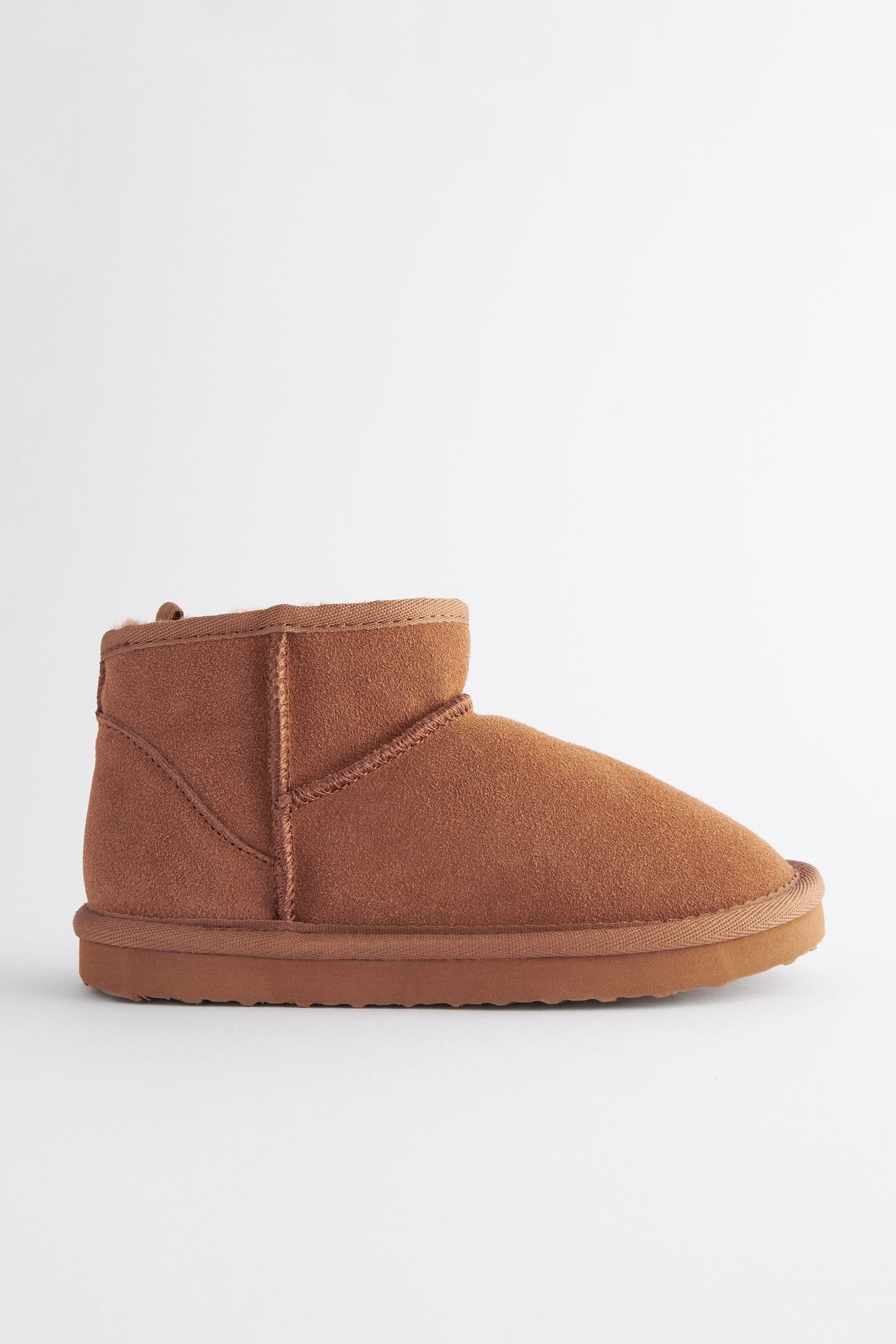 Tan Brown Warm Lined Suede Slipper Boots