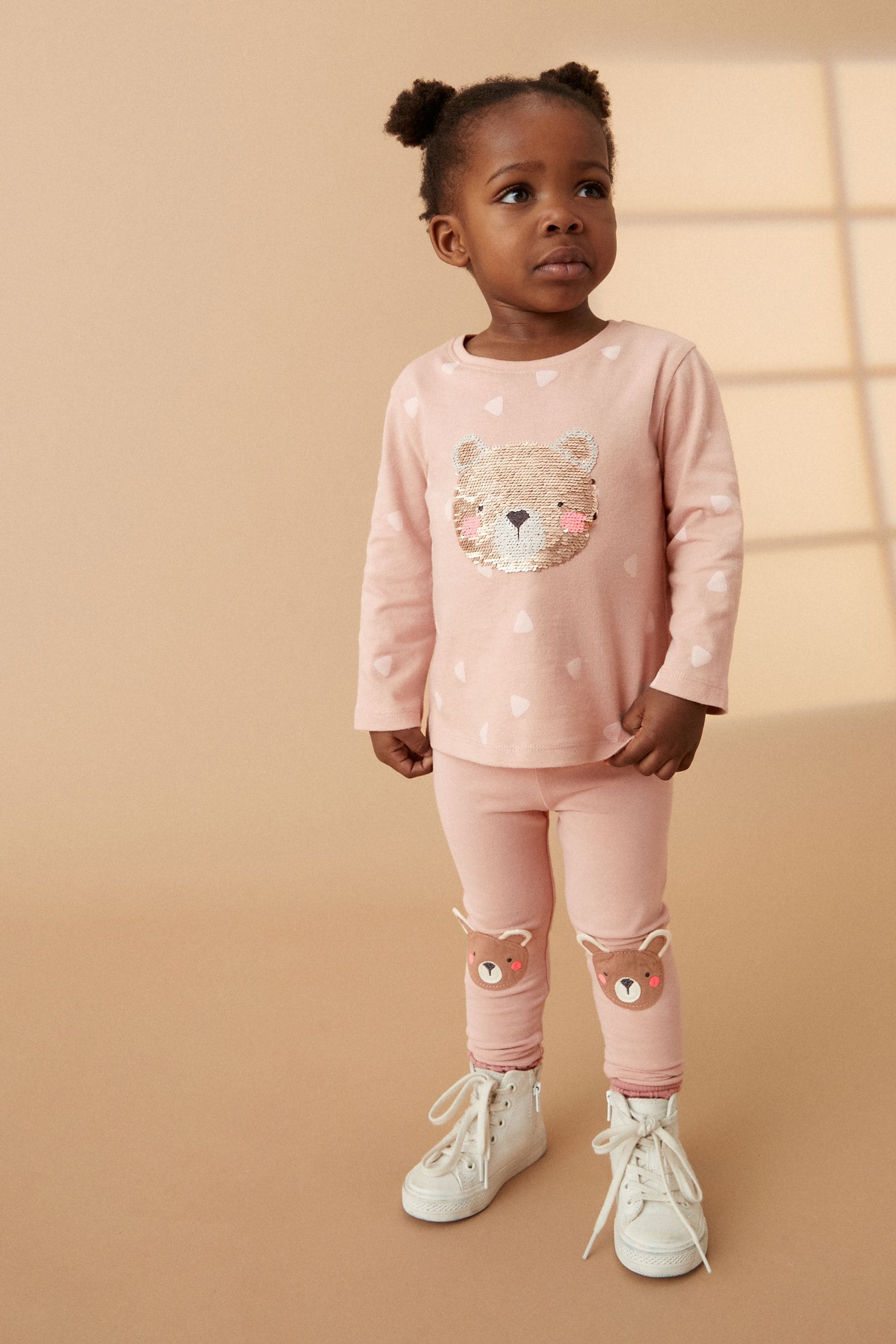 Pink Bear Embellished Leggings (3mths-7yrs)