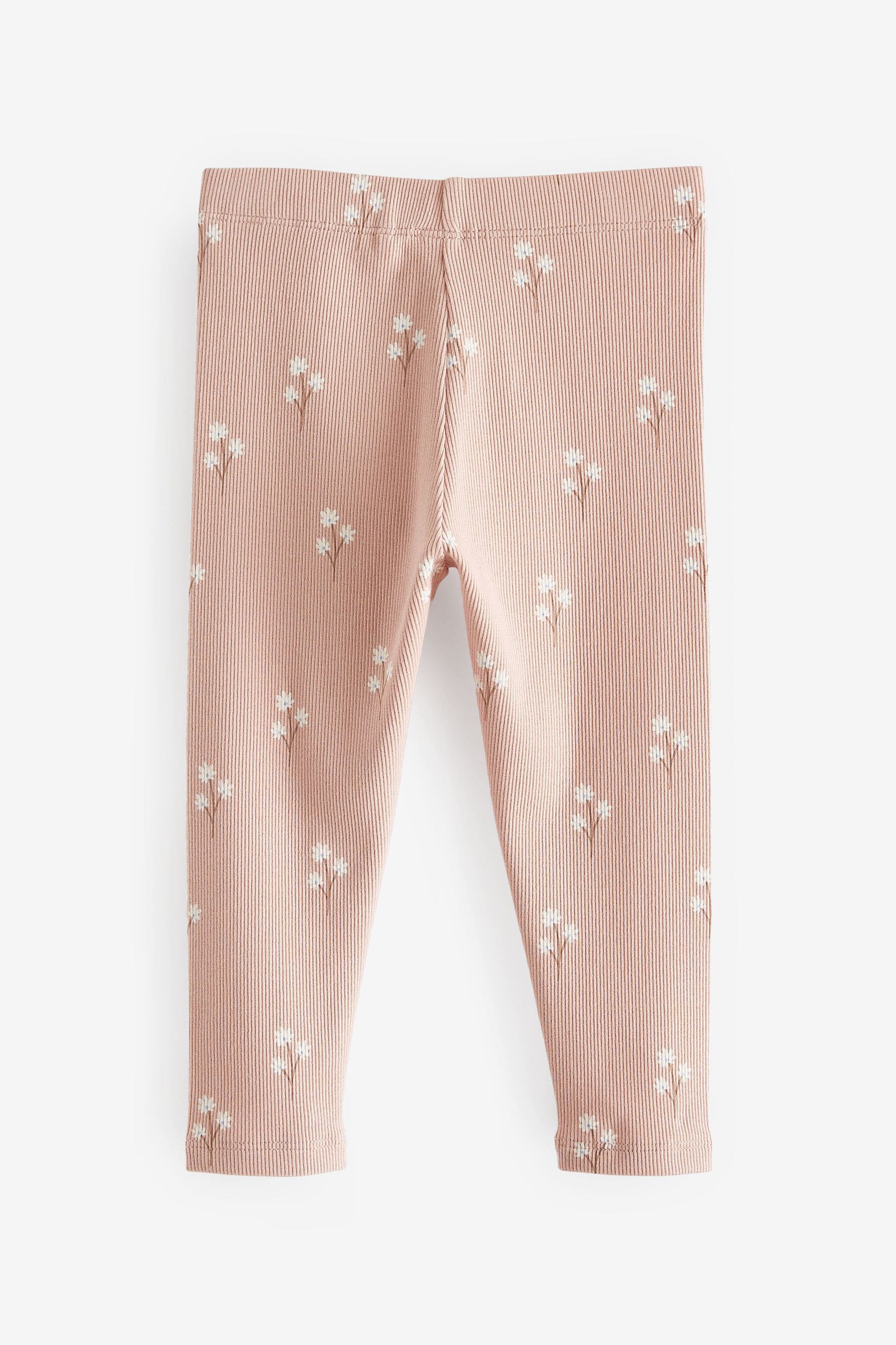 Pink Ditsy Floral Rib Jersey Leggings (3mths-7yrs)