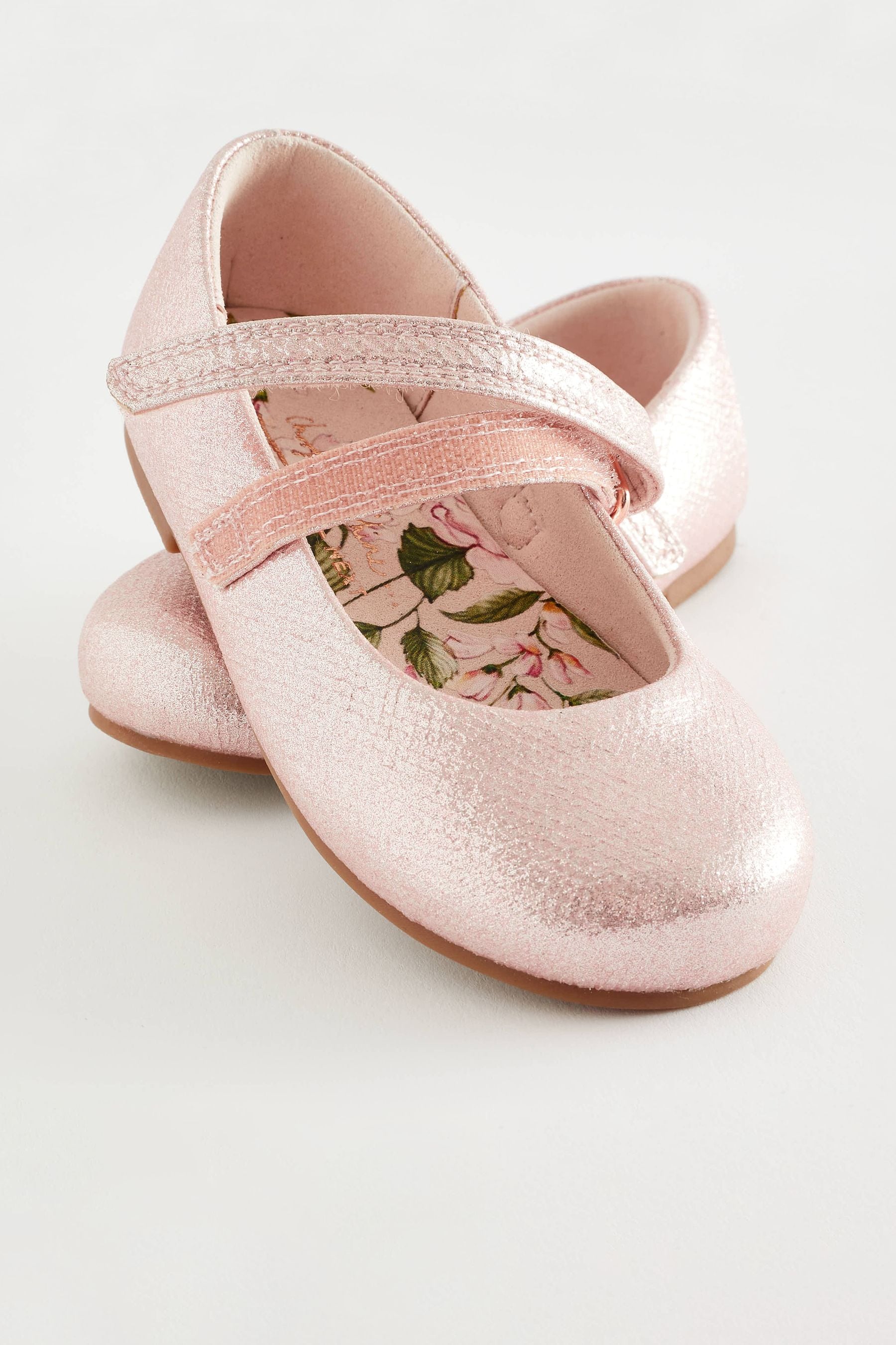 Pink Wide Fit (G) Mary Jane Touch Fastening Occasion Shoes