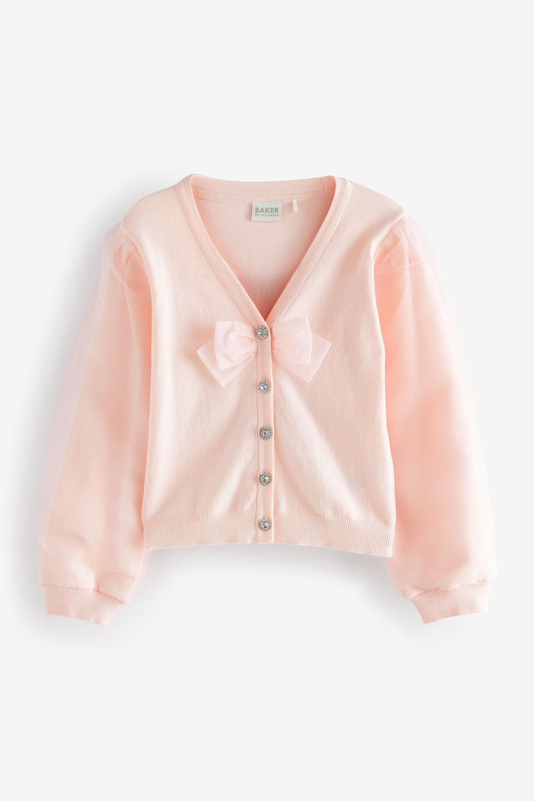 Baker by Ted Baker Pink Organza Bow Cardigan