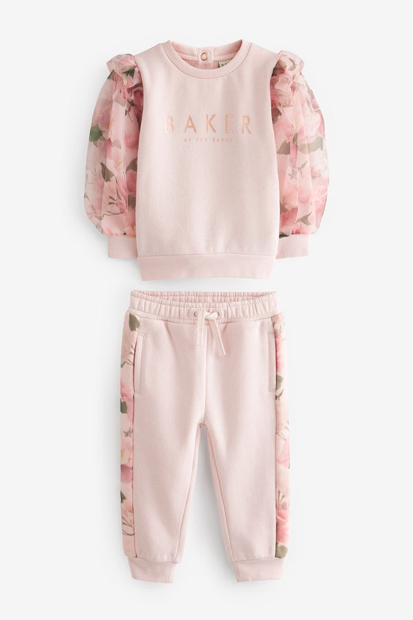 Baker by Ted Baker (0-6yrs) Pink Organza Sweater and Jogger Set