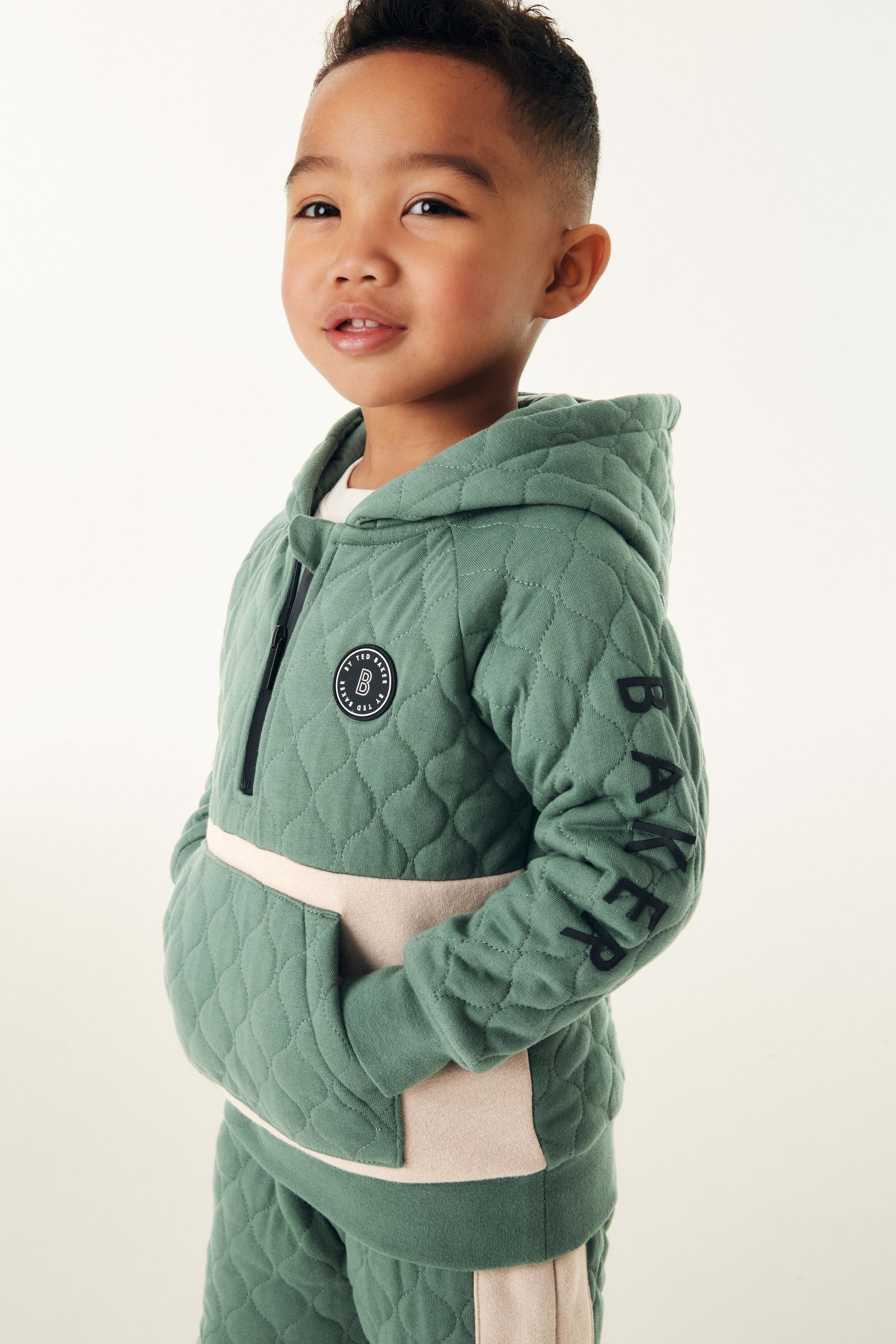 Baker by Ted Baker Green Quilted Hoodie and Jogger Set