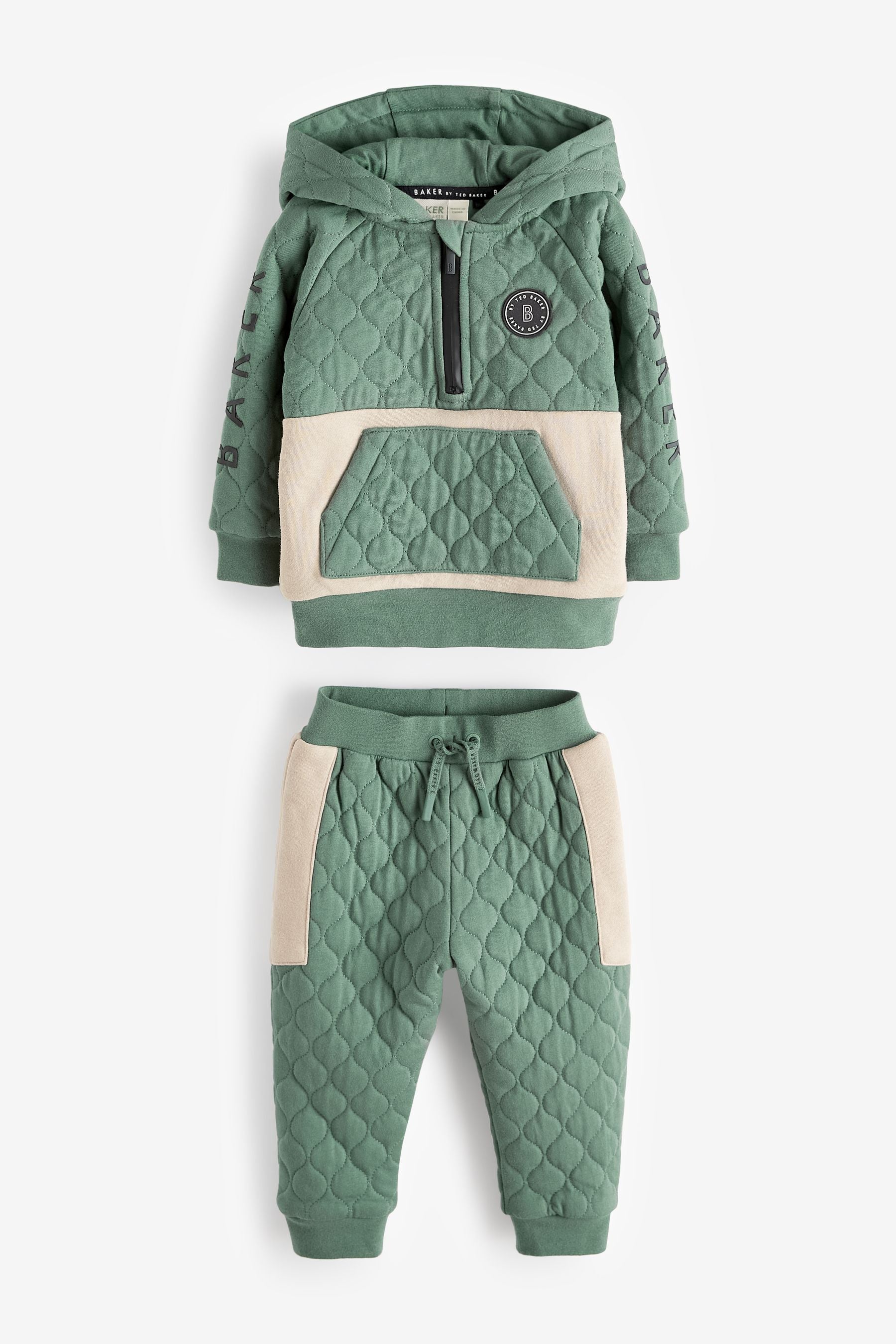 Baker by Ted Baker Green Quilted Hoodie and Jogger Set