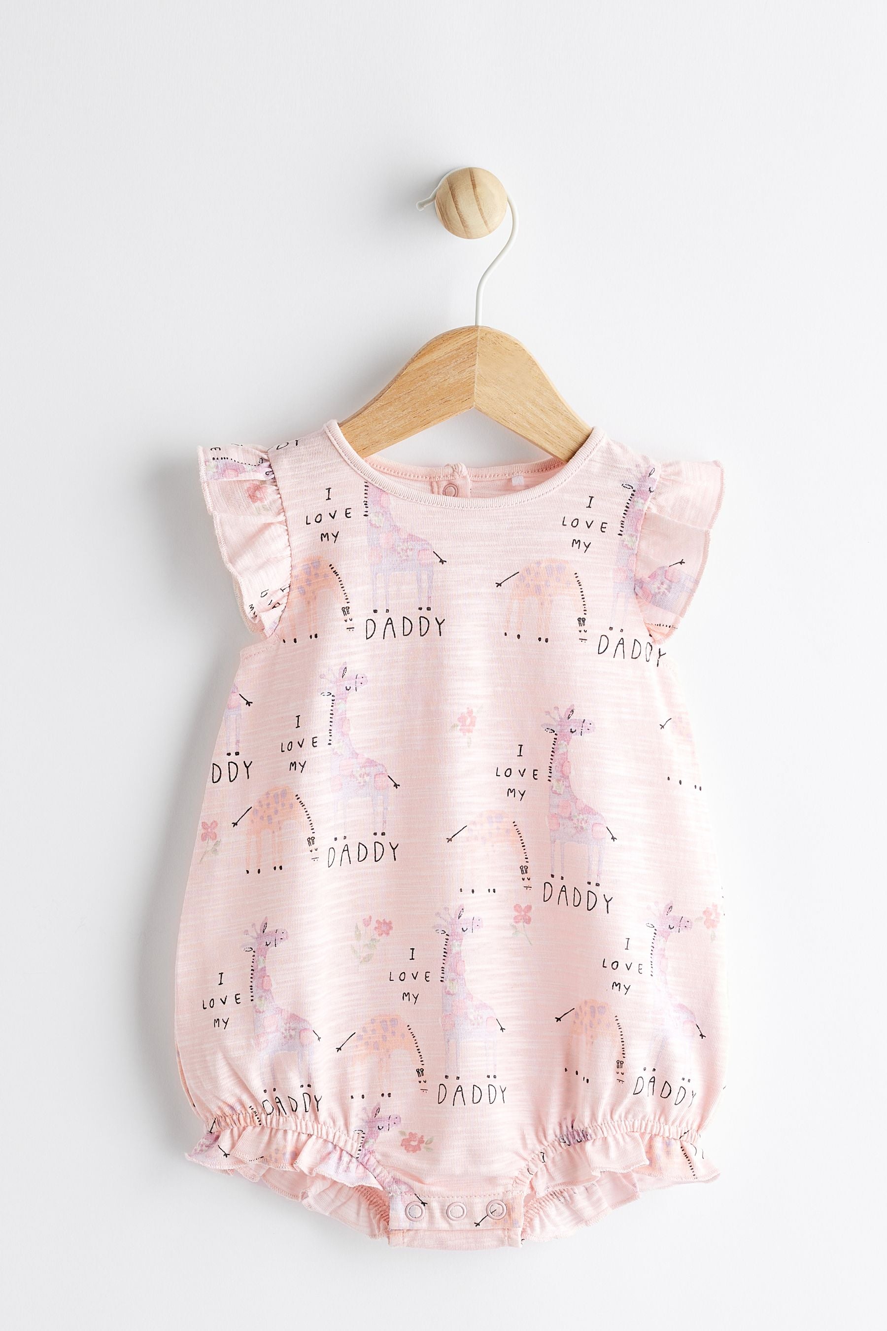 Pink Giraffe Daddy Jersey Baby Romper